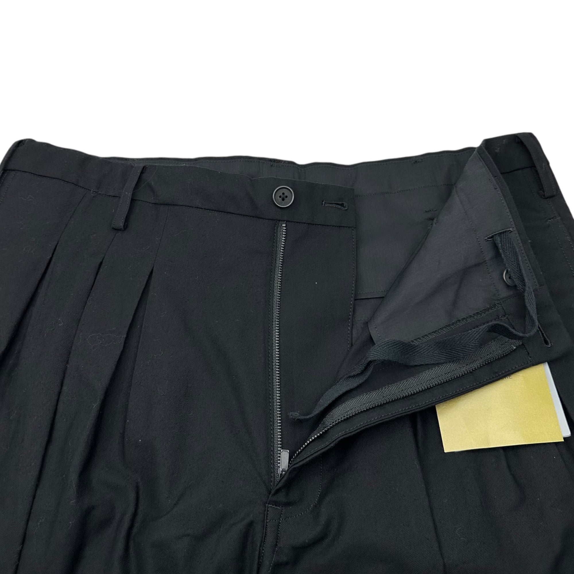 YOHJI YAMAMOTO POUR HOMME(ヨウジヤマモトプールオム) 24AW Cotton twill 12 tuck pants コットン ツイル 12本 タック パンツ HO-P06-002 2(S) ブラック