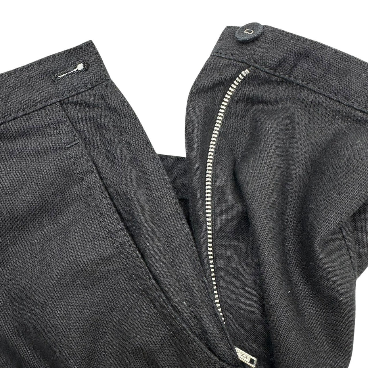 tricot COMME des GARCONS(トリココムデギャルソン) 08SS Side Zip Semi-Flared Cotton Linen Pants サイドジップ セミフレア コットン リネン パンツ TA-P035 M ブラック AD2007
