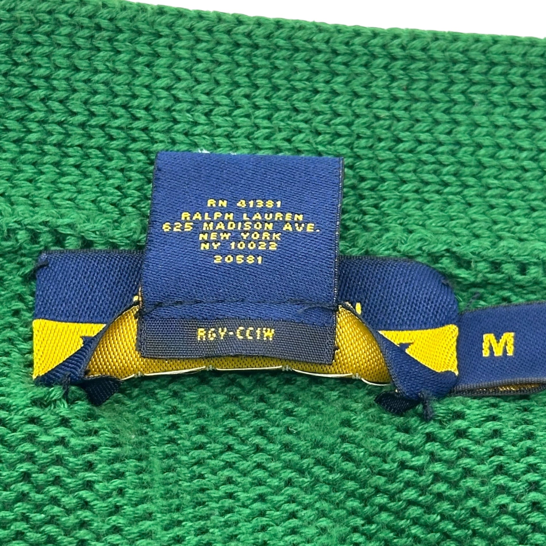 RALPH LAUREN RUGBY(ラルフローレンラグビー) College badge cotton cardigan カレッジ ワッペン コットン ニット カーディガン M グリーン