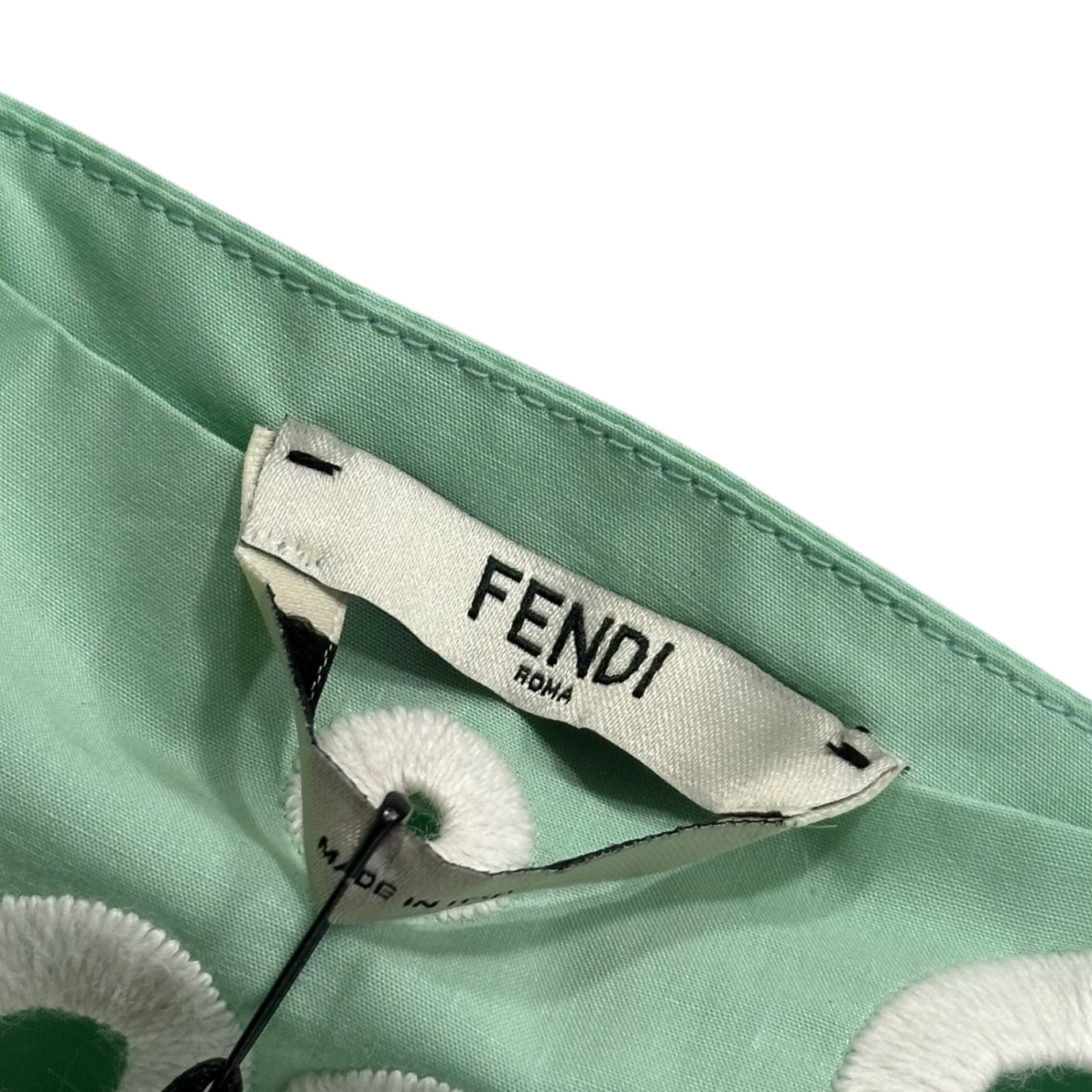 FENDI(フェンディ) Big Race Color Pleated Dress ビッグ レース カラー プリーツ ワンピース 46 ミント