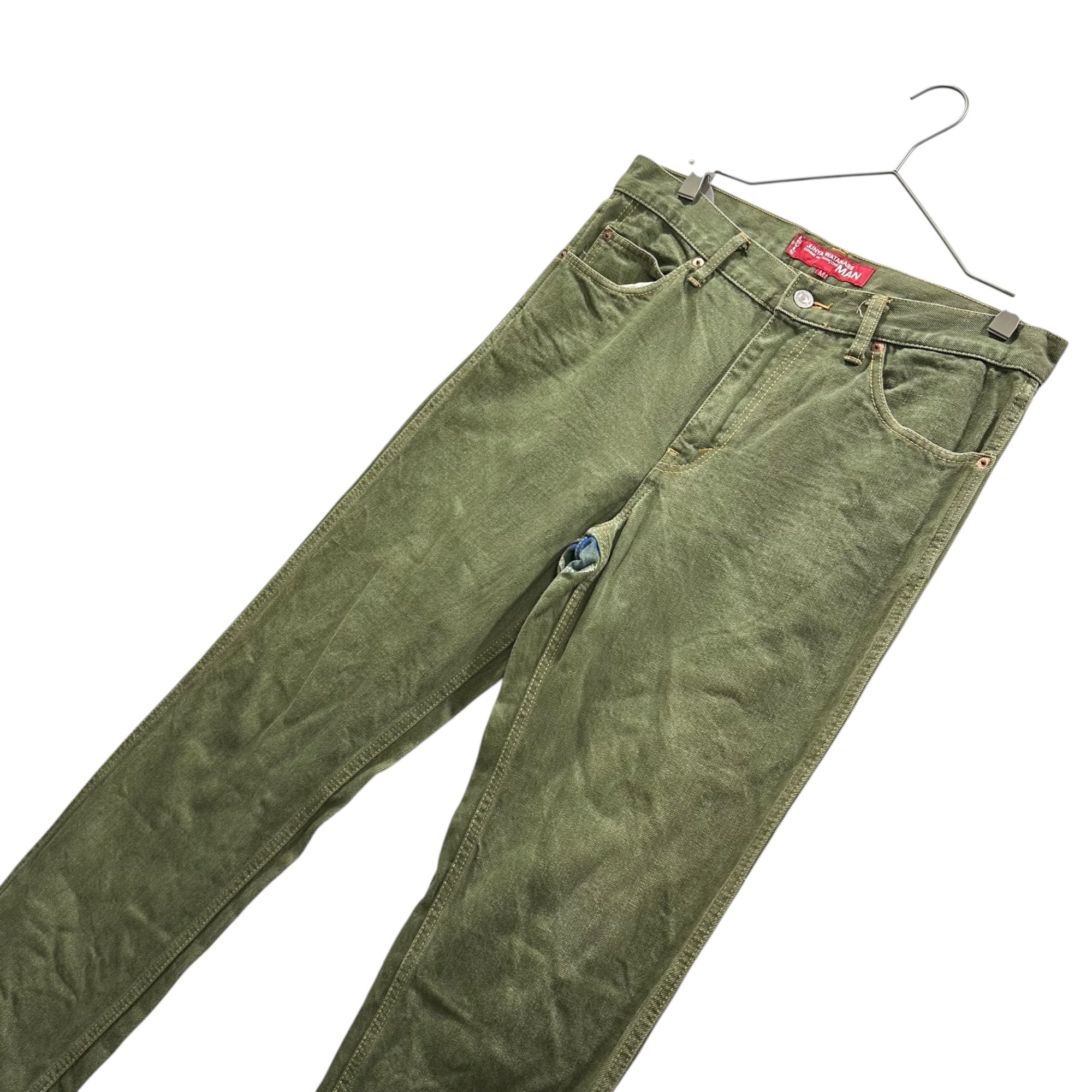 COMME des GARCONS JUNYA WATANABE MAN × Levi's × DOVER STREET MARKET(コムデギャルソンジュンヤワタナベマン × リーバイス × ドーバーストリートマーケット) 2007SS Back Roundel Logo Print Green Denim Pants バック ラウンデル マーク プリント グリーン カラー デニム パンツ DSM-P030 M カーキ×マルチカラー AD2006 00s アーカイブ 3コラボ 稀少