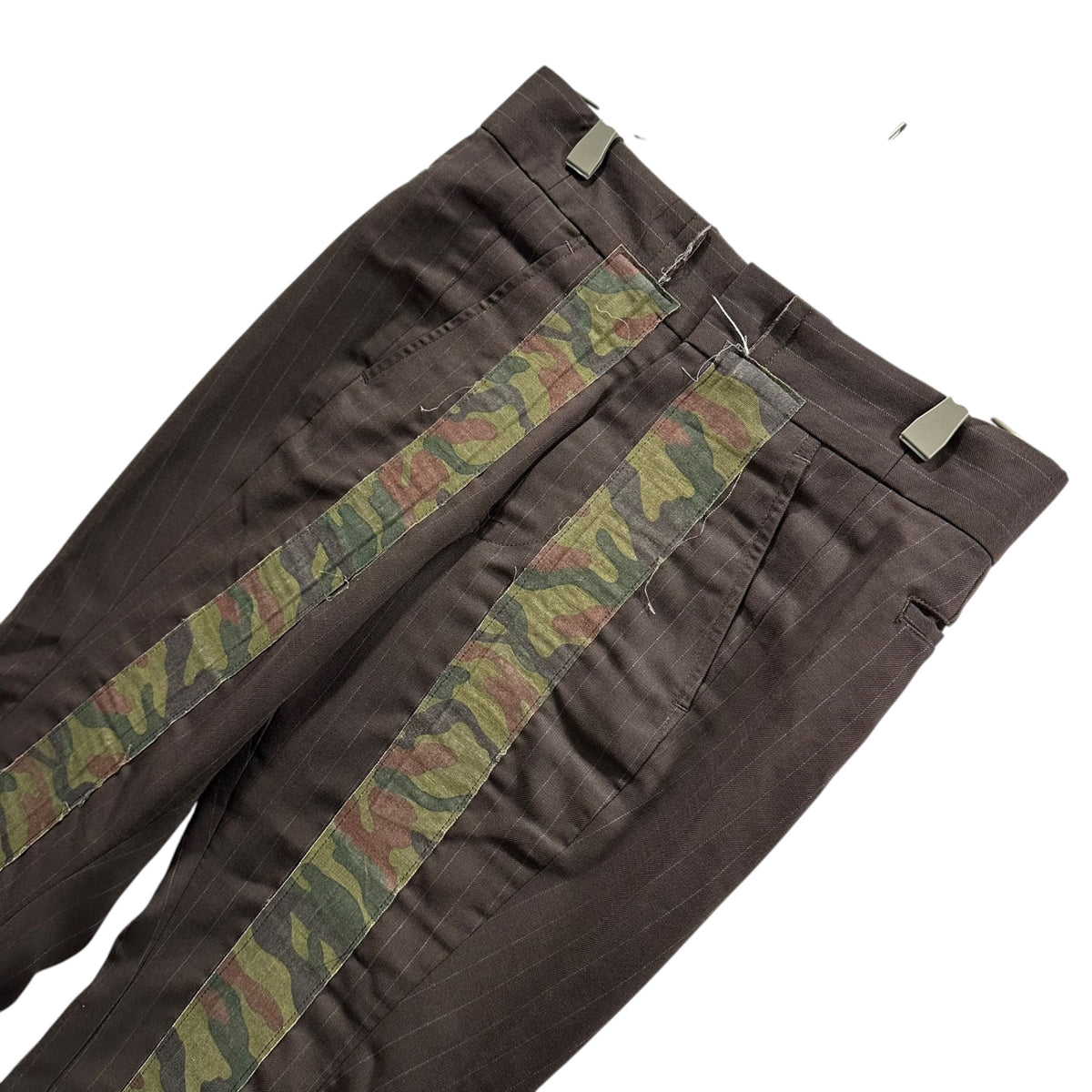 COMME des GARCONS(コムデギャルソン) 2000AW Redesigned Camouflage Tape-Striped Slacks 再構築 カモフラ テープ ストライプ スラックス GP-10001S S ブラウン×カーキ AD2000 00s アーカイブ