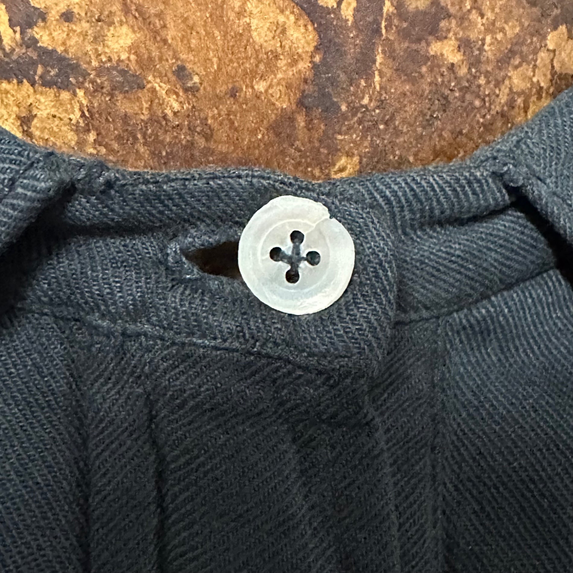 Euro Vintage(ヨーロッパヴィンテージ) Slowly_20's cotton gathered shirt dress/コットンギャザーシャツワンピース 後染め加工リメイク 表記なし(Mサイズ程度) ブラック