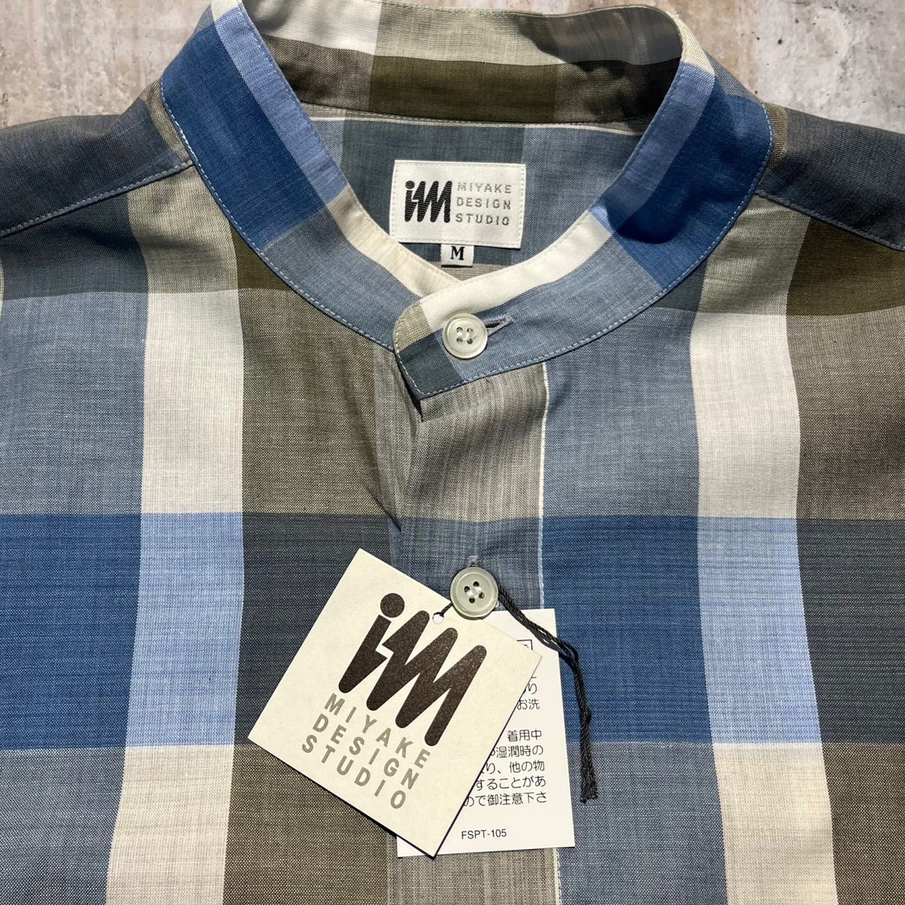 MIYAKE DESIGN STUDIO(ミヤケデザインスタジオ) 90'sチェックバンドカラーシャツ IMMT HP4408-31 M ブルー デッドストック