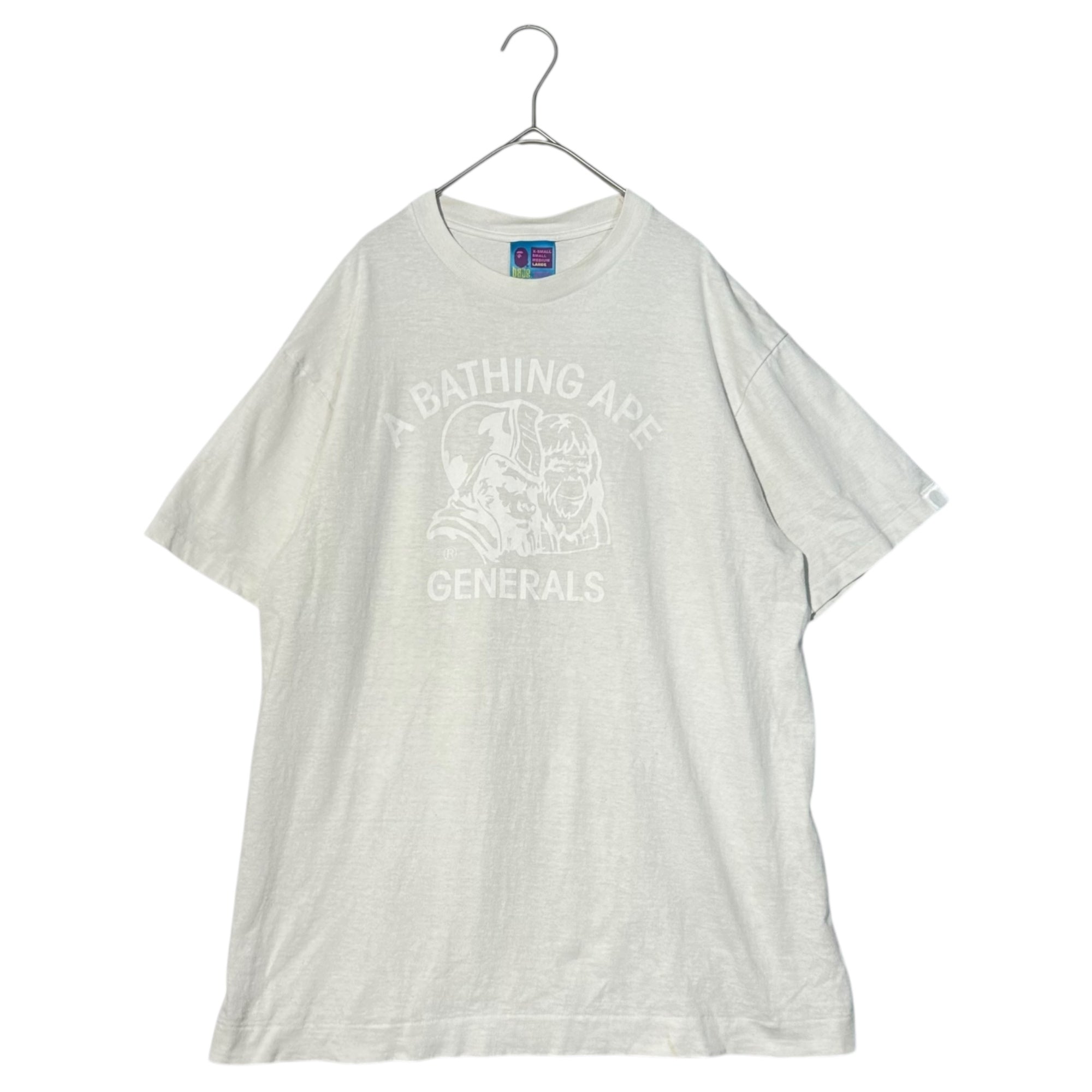 A BATHING APE(アベイシングエイプ) GENERALS PRINT T-SHIRT ジェネラルズ プリント Tシャツ L アイボリー