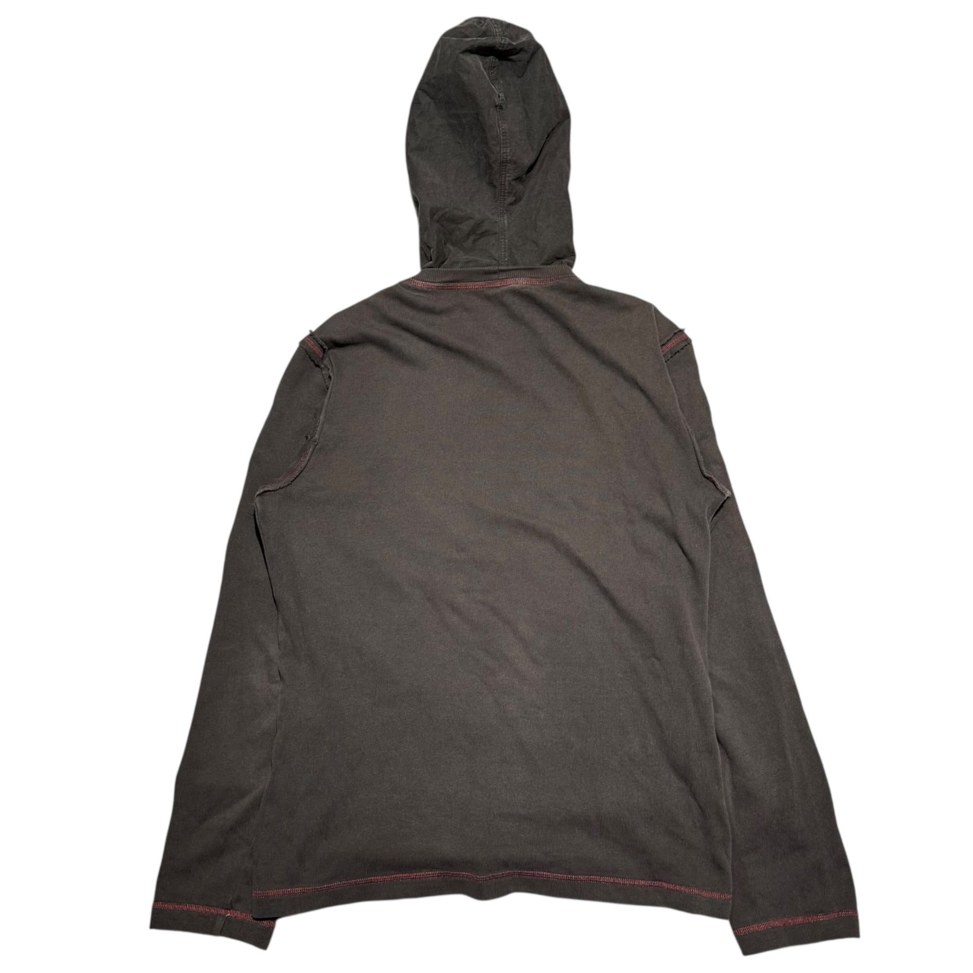 D&G(ディー&ジードルガバドルチェ&ガッバーナ) 00's Different Material Hooded L/S Cut and Sew 異素材切替 フーデッド L/S カットソー L ブラウン Y2K