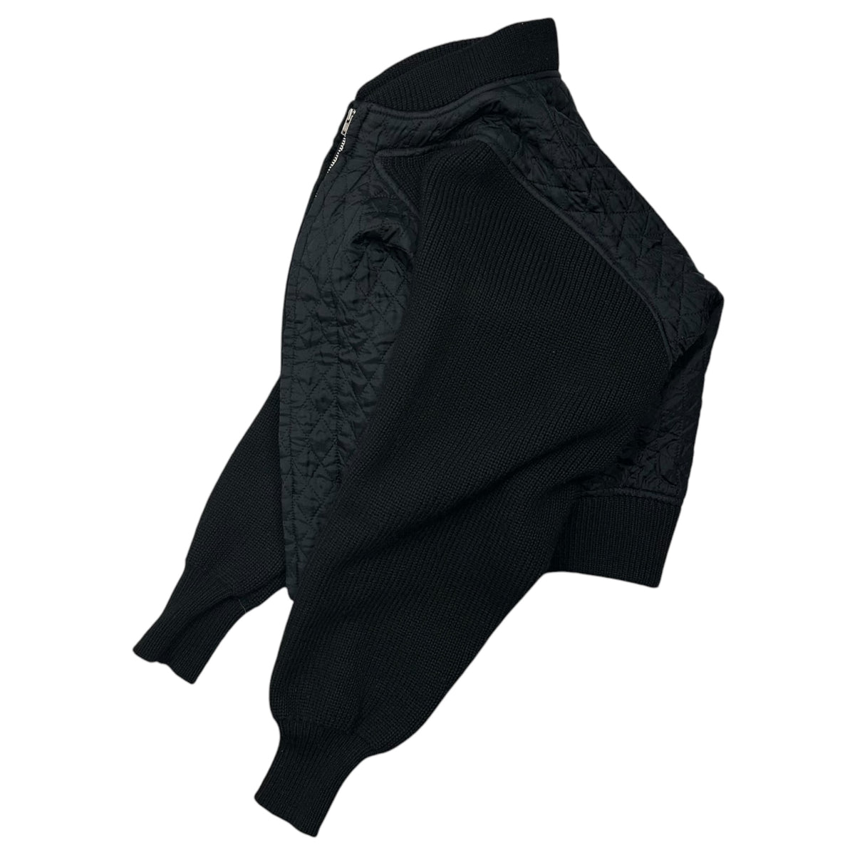 COMME des GARCONS(コムデギャルソン) 1990AW Quilted Wool-Knit Mixed Zip-Up Blouson キルティング ウールニット 切替 ジップアップ ブルゾン GJ-05022S S ブラック AD1990 90s アーカイブ 稀少