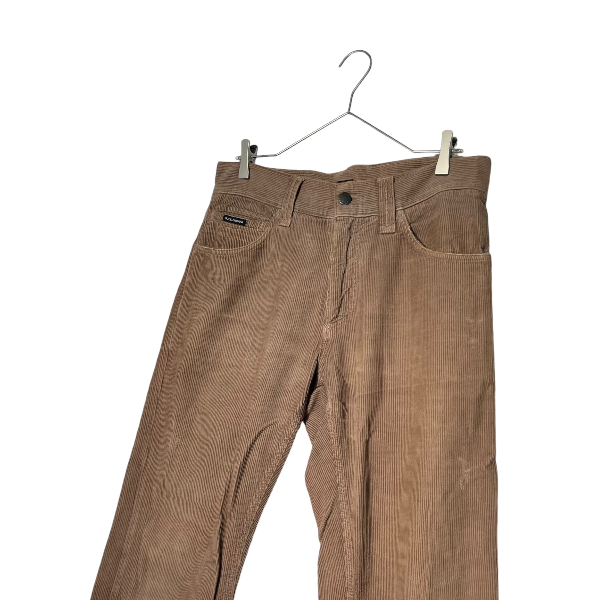 DOLCE&GABBANA(ドルチェ&ガッバーナドルガバ) Back plate corduroy pants バックプレート ロゴ コーデュロイ パンツ G3Y4ED G8368 46(M程度) ブラウン