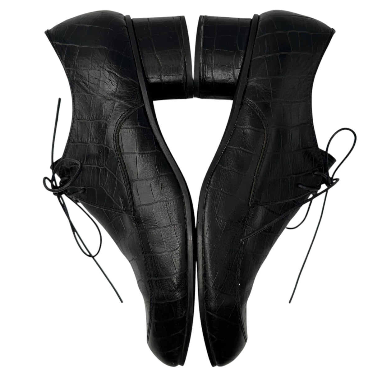 COMME des GARCONS HOMME PLUS(コムデギャルソンオムプリュス) Croc-embossed leather heeled shoes クロコ 型押し レザー ヒール シューズ 26cm ブラック 革靴