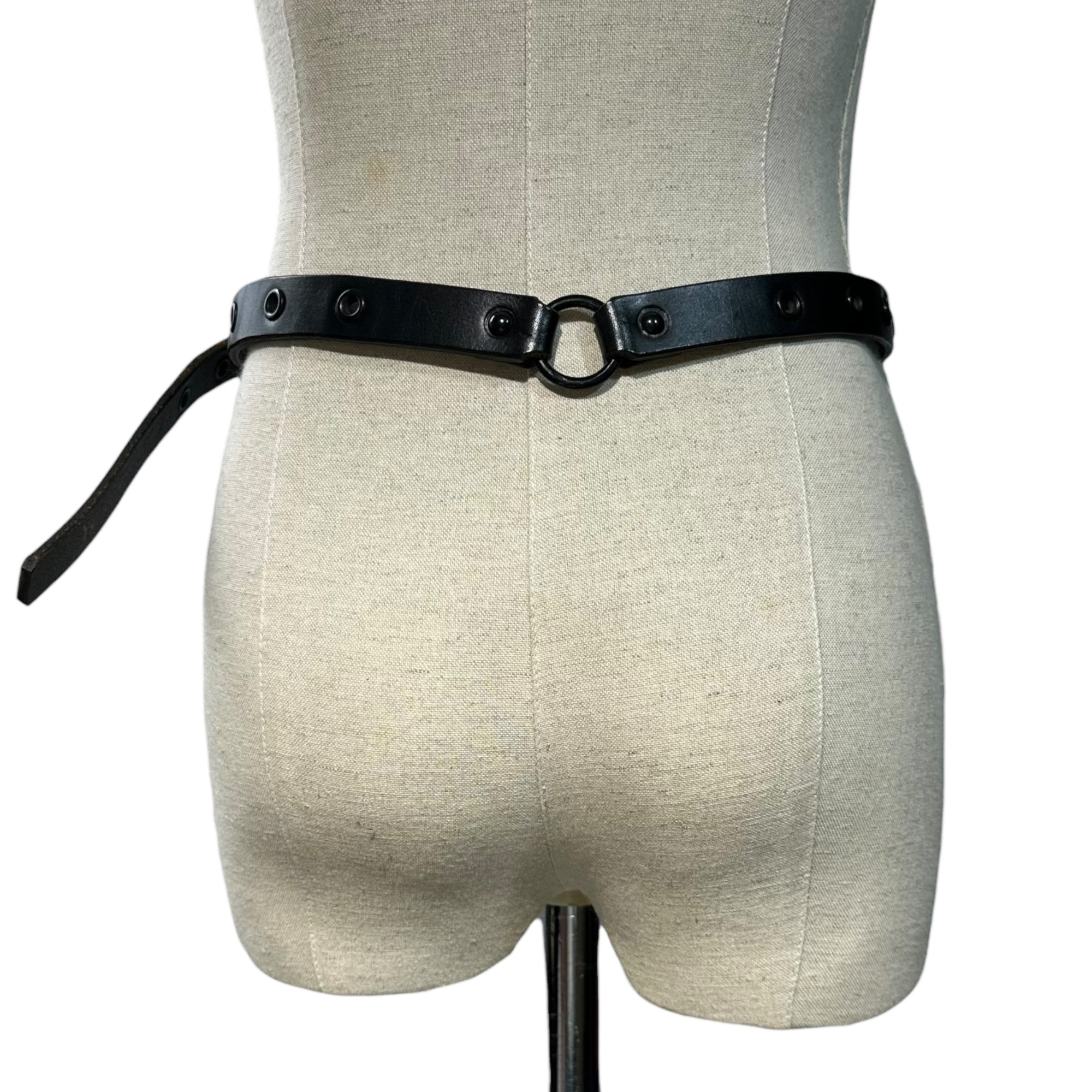 Y's Red Label(ワイズレッドレーベル) Punk Double-Chain Leather Belt パンク チェーン 2連 レザー ベルト ブラック