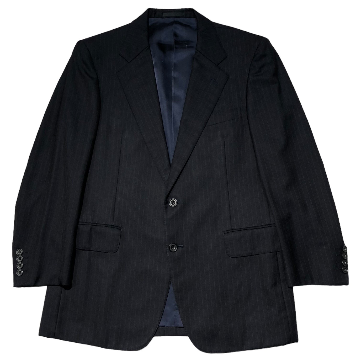 Burberrys(バーバリーズ) 80’s~90's ストライプ 2B テーラード ジャケット A5 ネイビー ヴィンテージ ネーム刺繍有