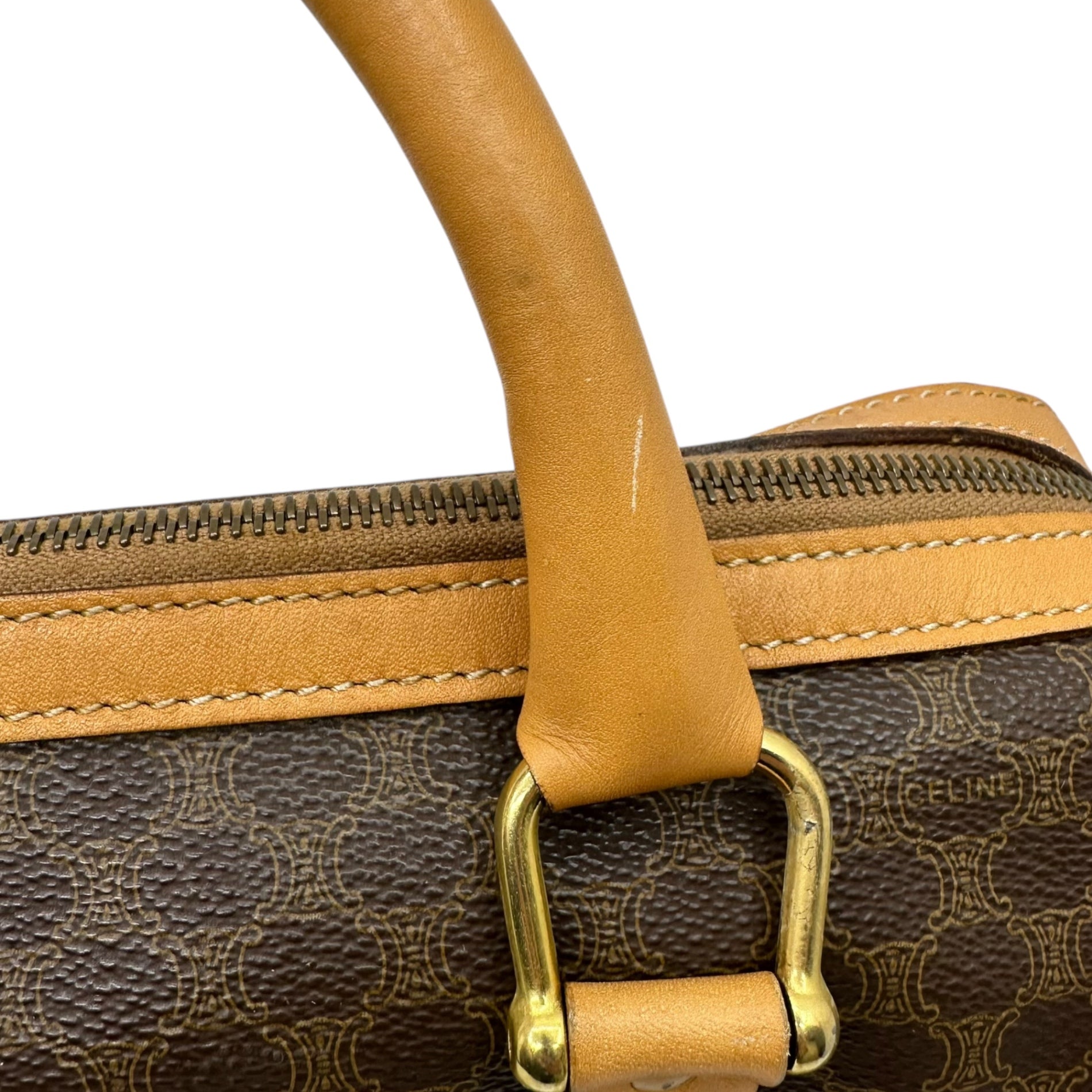 CELINE(セリーヌ) Macadam Pattern Mini Boston Bag マカダム柄 ミニ ボストン バッグ M11 ベージュ×ブラウン ハンド OLD オールド ヴィンテージ