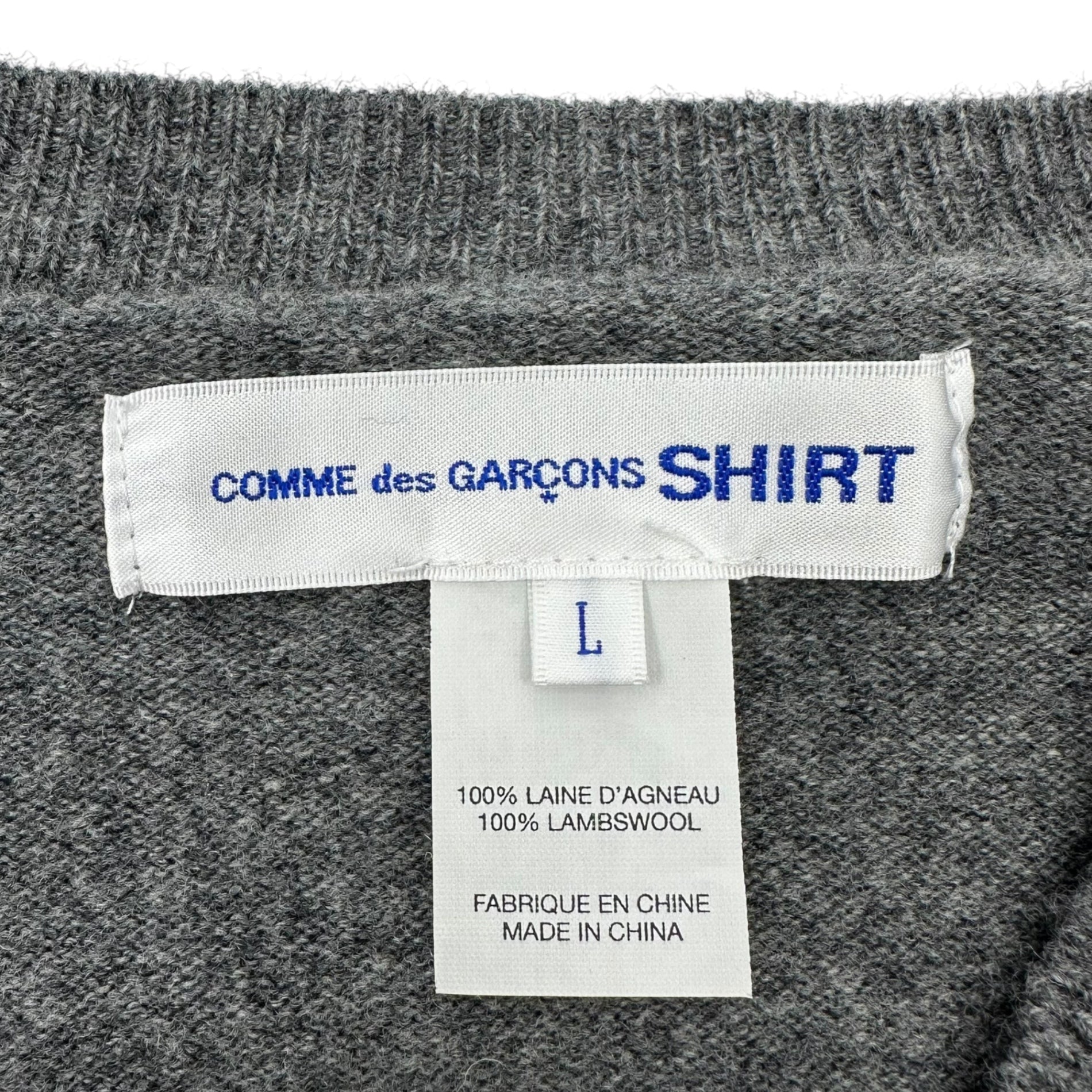 COMME des GARCONS SHIRT(コムデギャルソンシャツ) FULLY FASHIONED KNIT CARDIGAN ROUND-NECK ラウンドネック フルファッション ニット カーディガン FZ-N106 L グレー