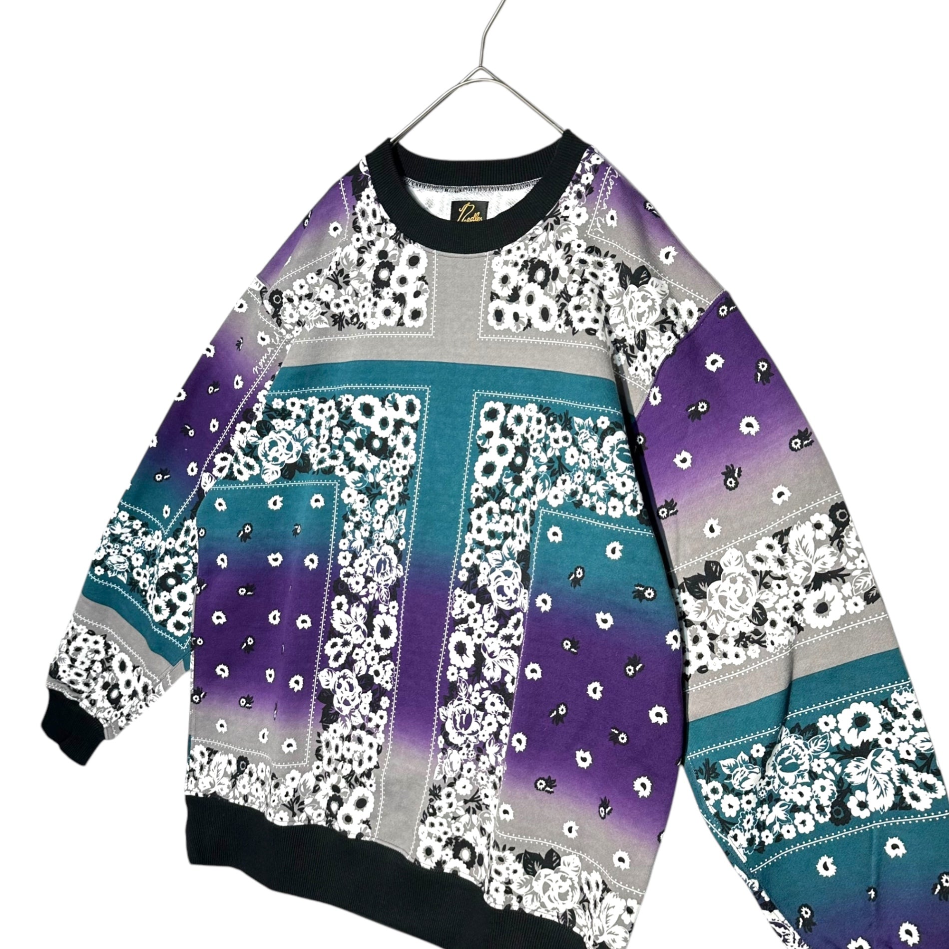 NEEDLES×NOMA(ニードルズ×ノマ) 22AW Crewneck Sweat Shirt - Cotton Jersey 総柄 クルーネック コットン スウェット N34-NNCS01 S パープル×グレー
