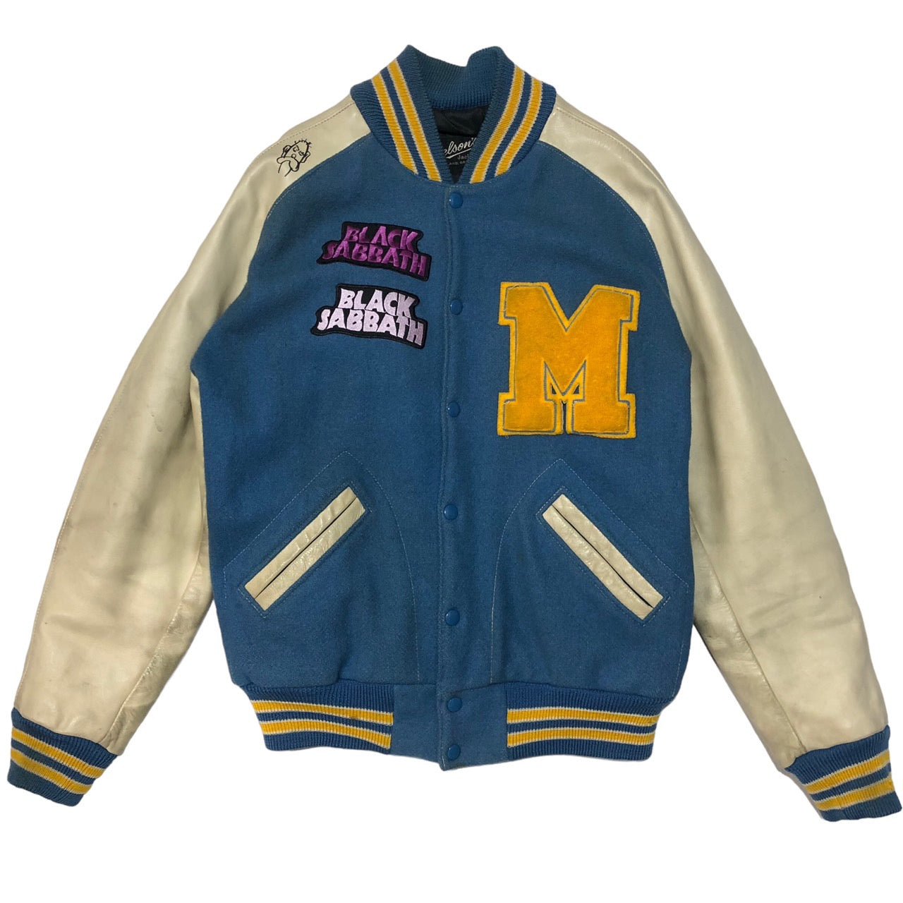 NELSON'S(ネルソンズ) 80's ヴィンテージワッペンスタジャン/スタジアムジャンパー/ブルゾン/ジャケット 42(XKサイズ程度) スカイブルー×ホワイト USA製 80年代