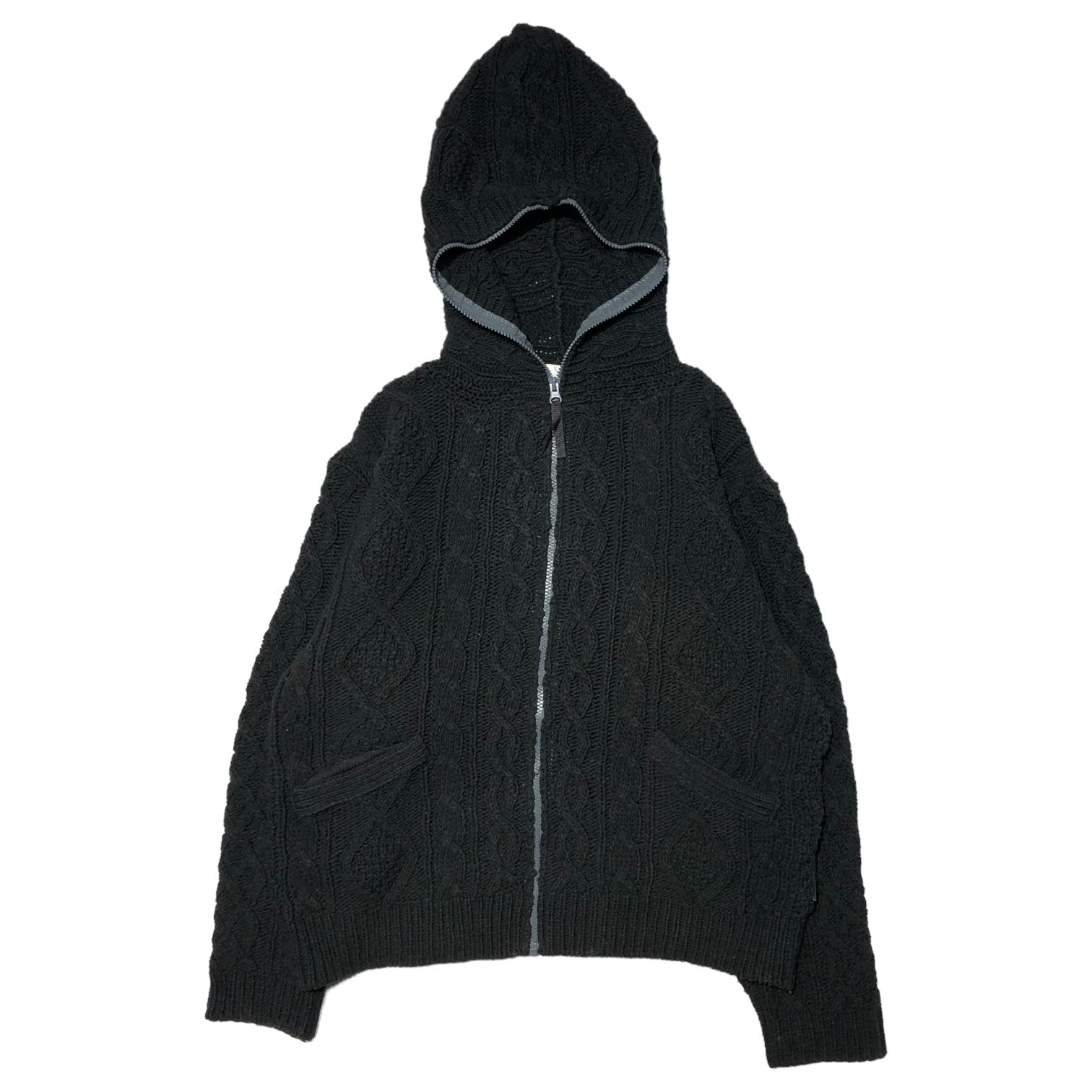 GOODENOUGH(グッドイナフ) 90~00'S cable knit zip hoodie ケーブルニット ジップパーカー 表記なし(FREE) ブラック 藤原ヒロシ