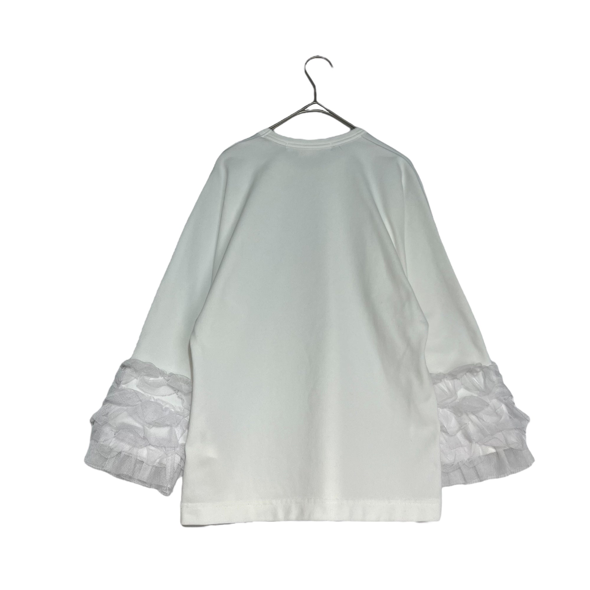 COMME des GARCONS COMME des GARCONS(コムデギャルソンコムデギャルソン) 08SS Polyester full-length sleeve lace decoration cut and sew ポリエステル 縮絨 袖レース 装飾 カットソー RA-T023 S ホワイト AD2007