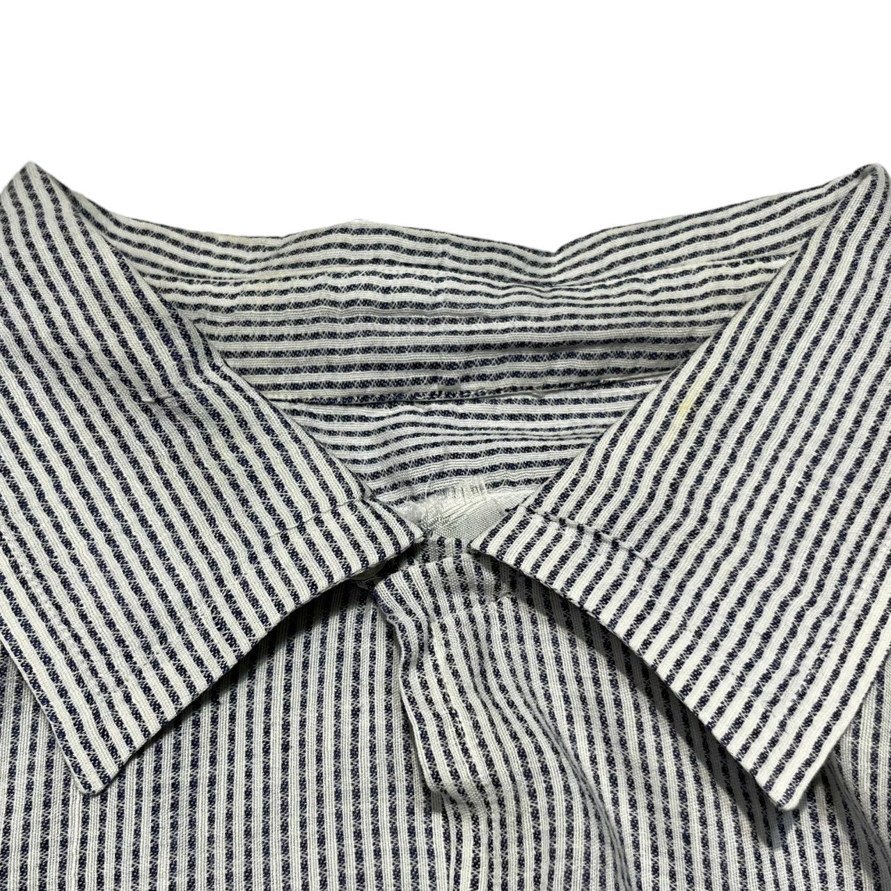 GIORGIO ARMANI(ジョルジオアルマーニ) 90's Open collar S/S stralipe shirt オープンカラー 半袖 ストライプ シャツ M ホワイト×ブルー 90年代 開襟