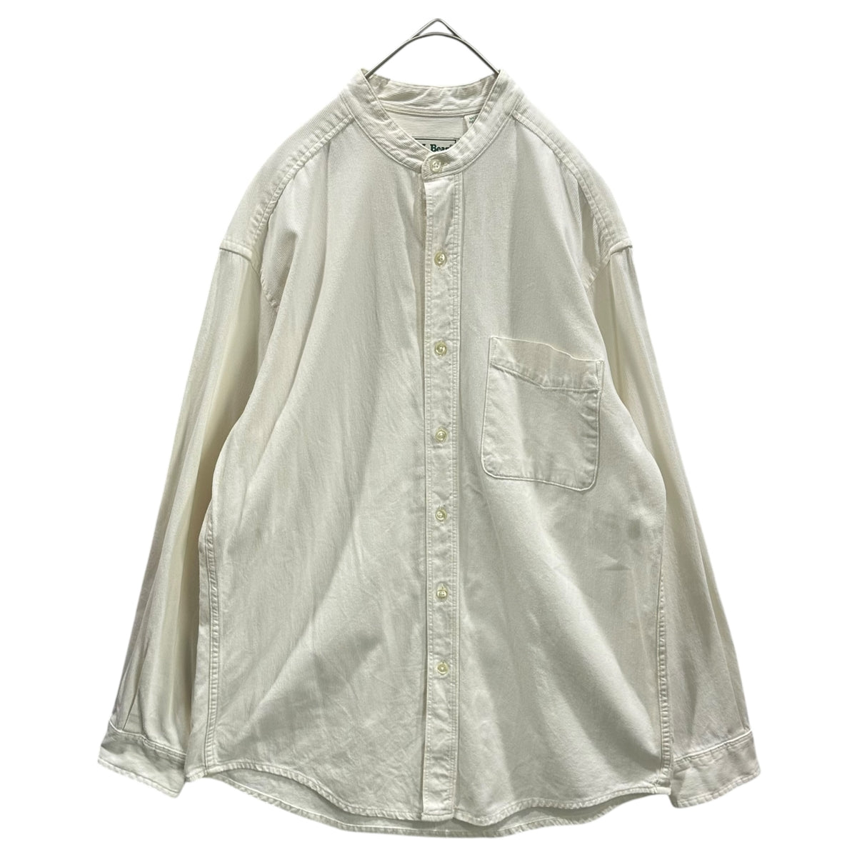 L.L.BEAN(エルエルビーン) 1990's USA made Band Collar Corduroy Shirt コーデュロイ バンドカラー シャツ MEDIUM REGULAR ホワイト 90年代