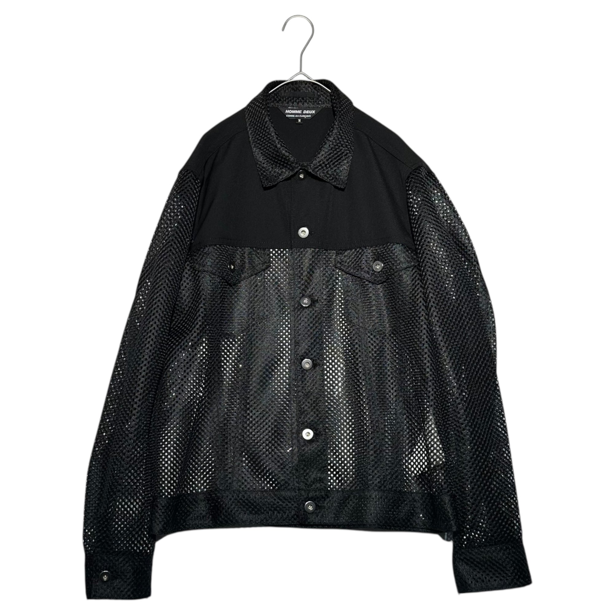 COMME des GARCONS HOMME DEUX(コムデギャルソンオムドゥ) 25SS Wool gabardine mesh switching trucker jacket ウールギャバジン メッシュ 切替 トラッカー ジャケット DO-J049 M ブラック