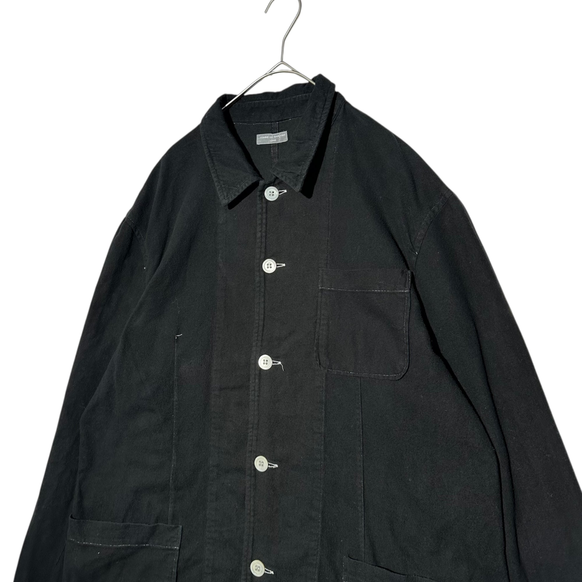 COMME des GARCONS HOMME(コムデギャルソンオム) 01SS Cotton flannel coverall jacket コットン ネル カバーオール ジャケット HB-040230 FREE ブラック AD2000 田中オム