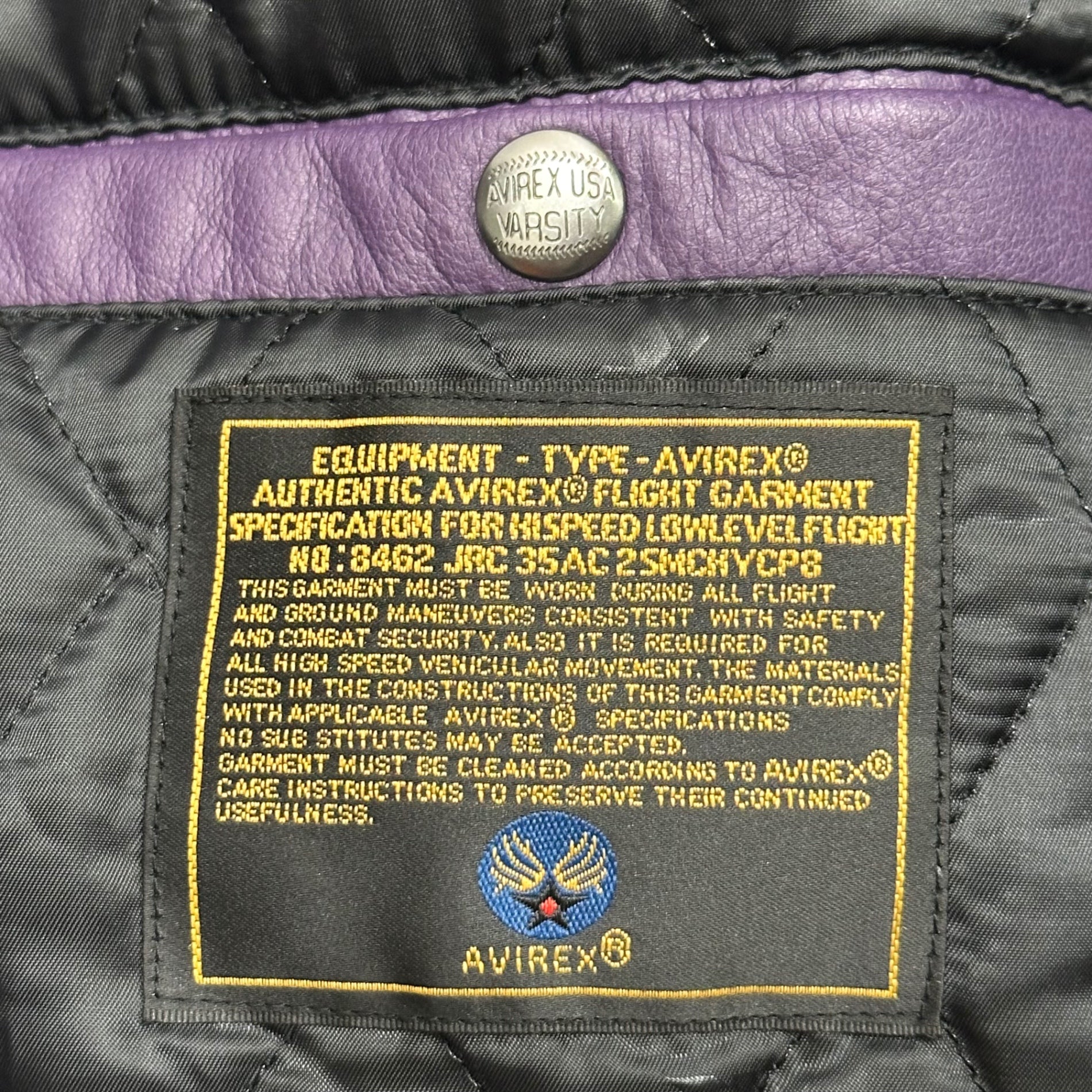 AVIREX(アヴィレックス) VARSITY JACKET CROWN LOGO ヴァーシティ ジャケット クラウン ロゴ 783-3250078 M パープル