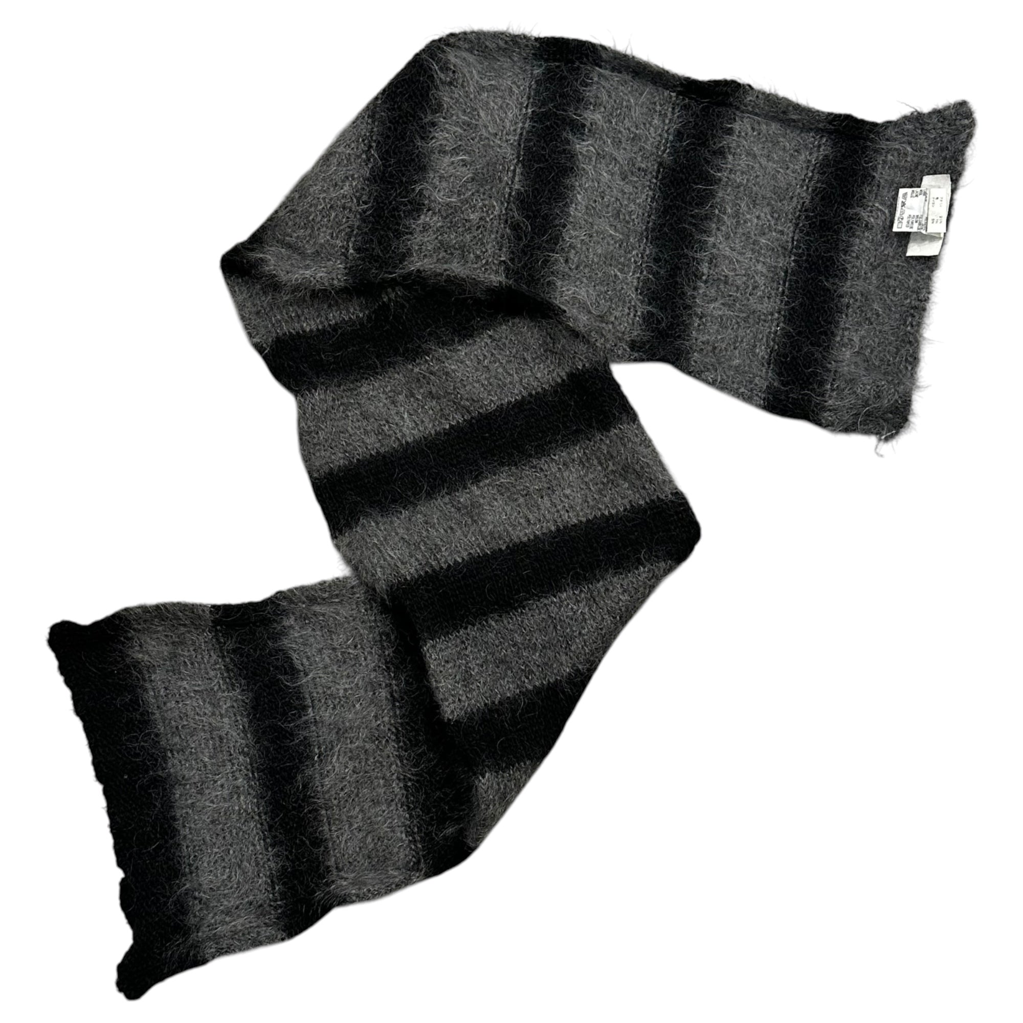 Maison Martin Margiela(メゾン マルタンマルジェラ) 1999AW ⑥ By Miss Deanna Striped Mohair Scarf ミスディアナ ボーダー モヘア マフラー ブラック×グレー 90's 90年代 アーカイブ 本人期 6