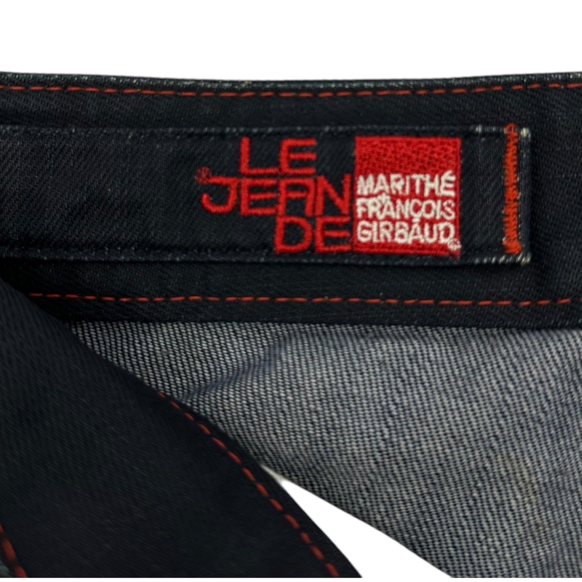 MARITHE FRANCOIS GIRBAUD(マリテフランソワジルボー) 00's Striped Washed Printed Straight Denim Pants ストライプ ウォッシュ加工 プリント ストレート デニム パンツ M7-1789 M インディゴ Y2K アーカイブ