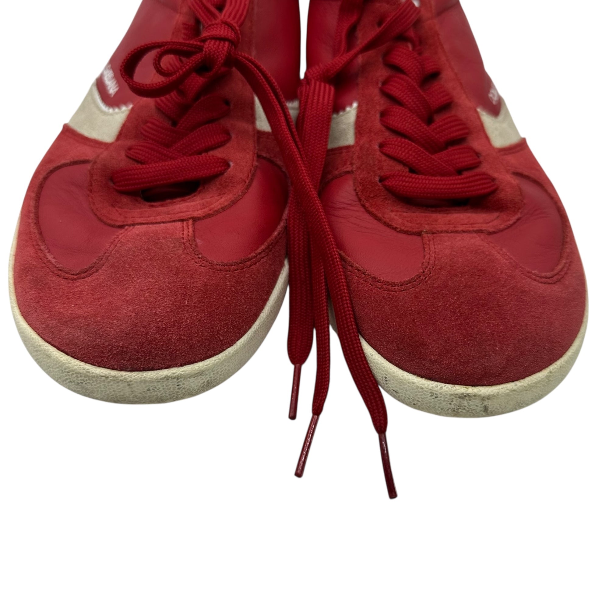 DOLCE&GABBANA(ドルチェ&ガッバーナドルガバ) Suede Leather Low-Cut Sneakers スウェード レザー ローカット スニーカー 7.5(26.5cm程度) レッド×ホワイト