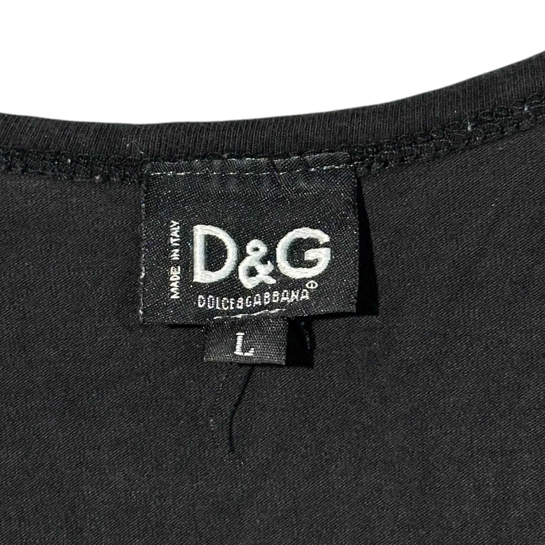 D&G(ディー&ジードルガバドルチェ&ガッバーナ) Logo Stretch Long Sleeve Cut and Sewn ロゴ ストレッチ 長袖 カットソー L ブラック 国内代理店タグ無