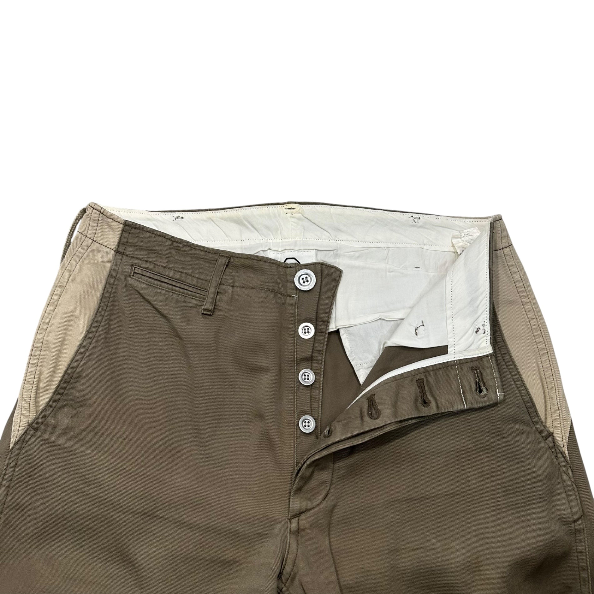 VISVIM(ビズビム/ヴィズヴィム) Pocket-Detail Baker Pants ポケット 切替 ベイカー パンツ S カーキ×ベージュ メタルボタン
