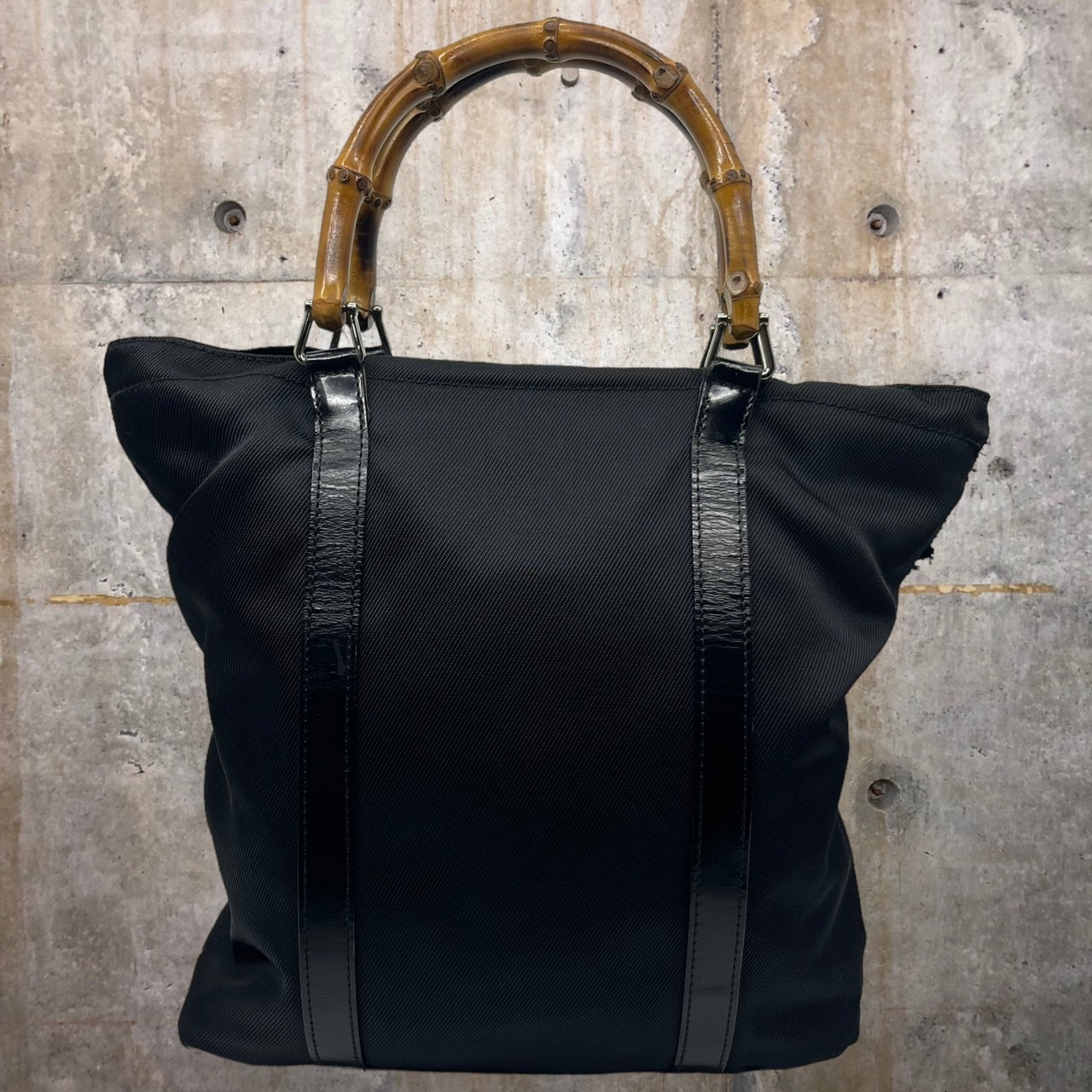 GUCCI(グッチ) バンブー切替ハンドバッグ 00037540508 ブラック OLD GUCCI 補修跡有