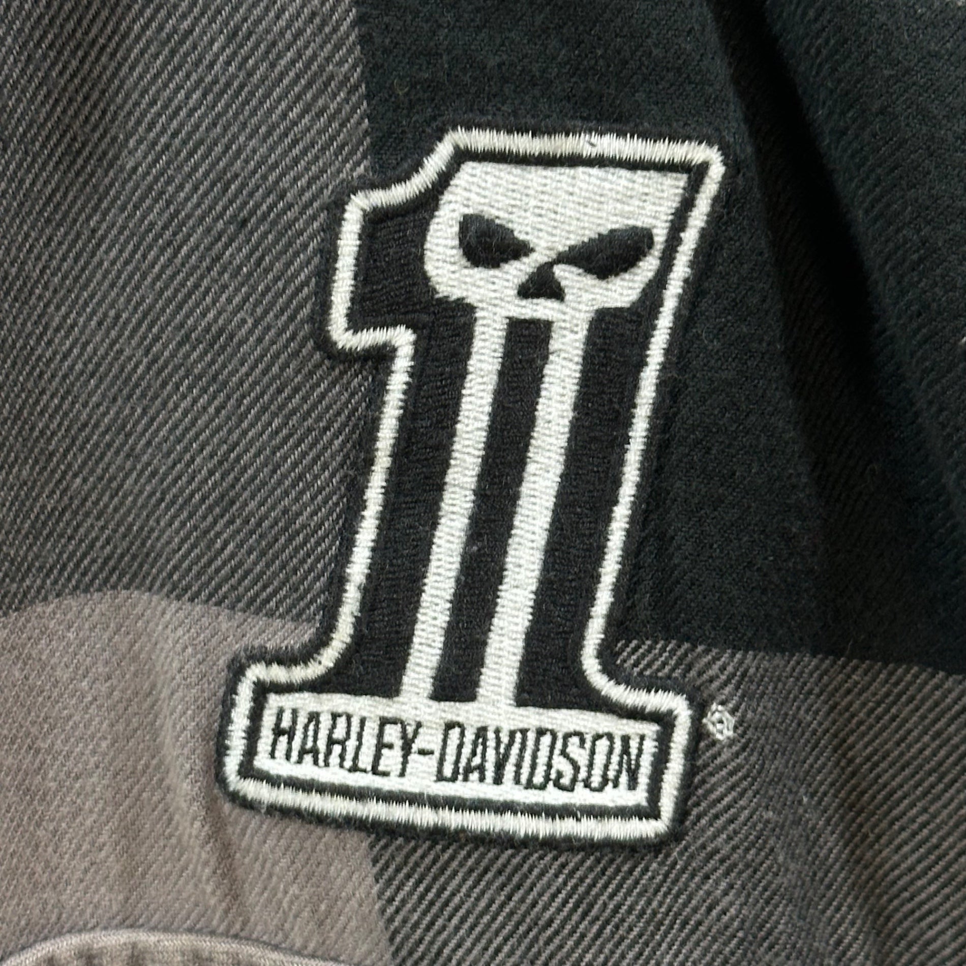 HARLEY DAVIDSON(ハーレーダビッドソン) Logo Patch Buffalo Check Shirt ロゴ ワッペン バッファロー チェック シャツ XL グレー