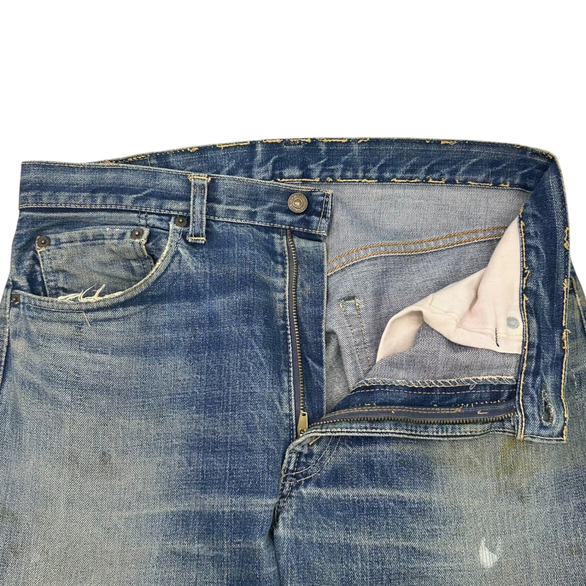 Levi's(リーバイス) 60's~70's 505 BIG E VINTAGE DENIM ヴィンテージ デニム パンツ 実寸90cm程度(W35程度) インディゴ 60年代~70年代 SCOVILL ZIP 裏刻印8 セルビッチ