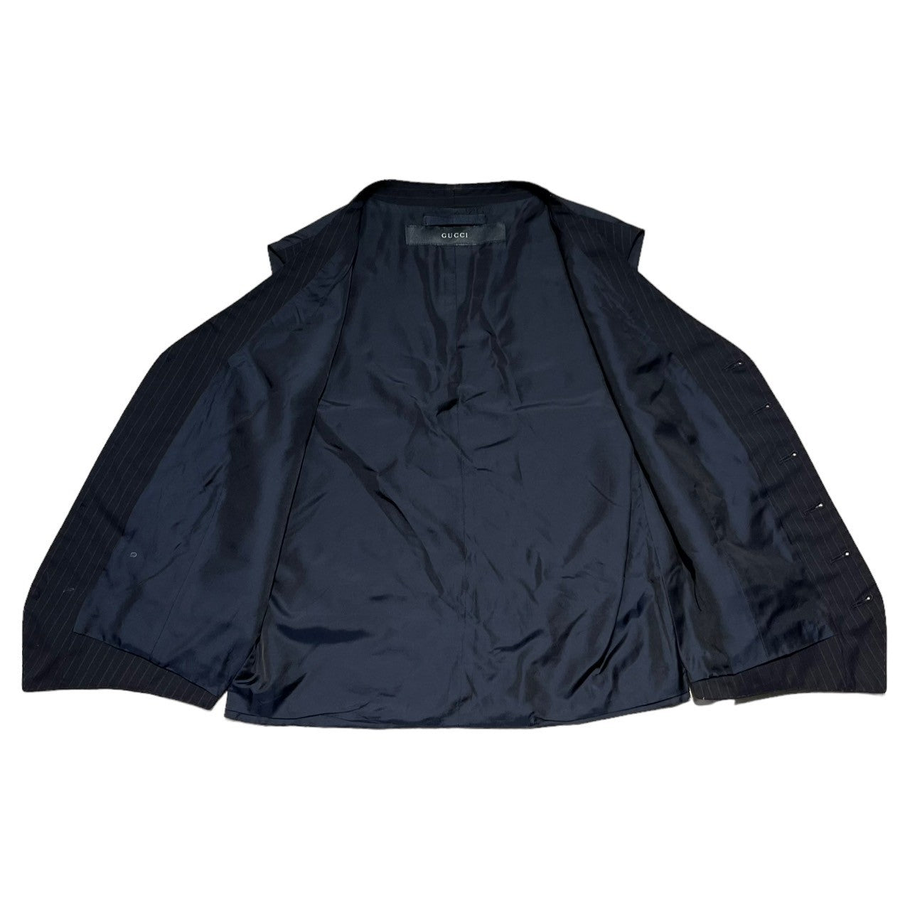 GUCCI(グッチ) 90's ~00's By TOM FORD striped dress gilet トムフォード期 ストライプ ジレ 46(M程度) ネイビー 90年代~ スーツ ベスト