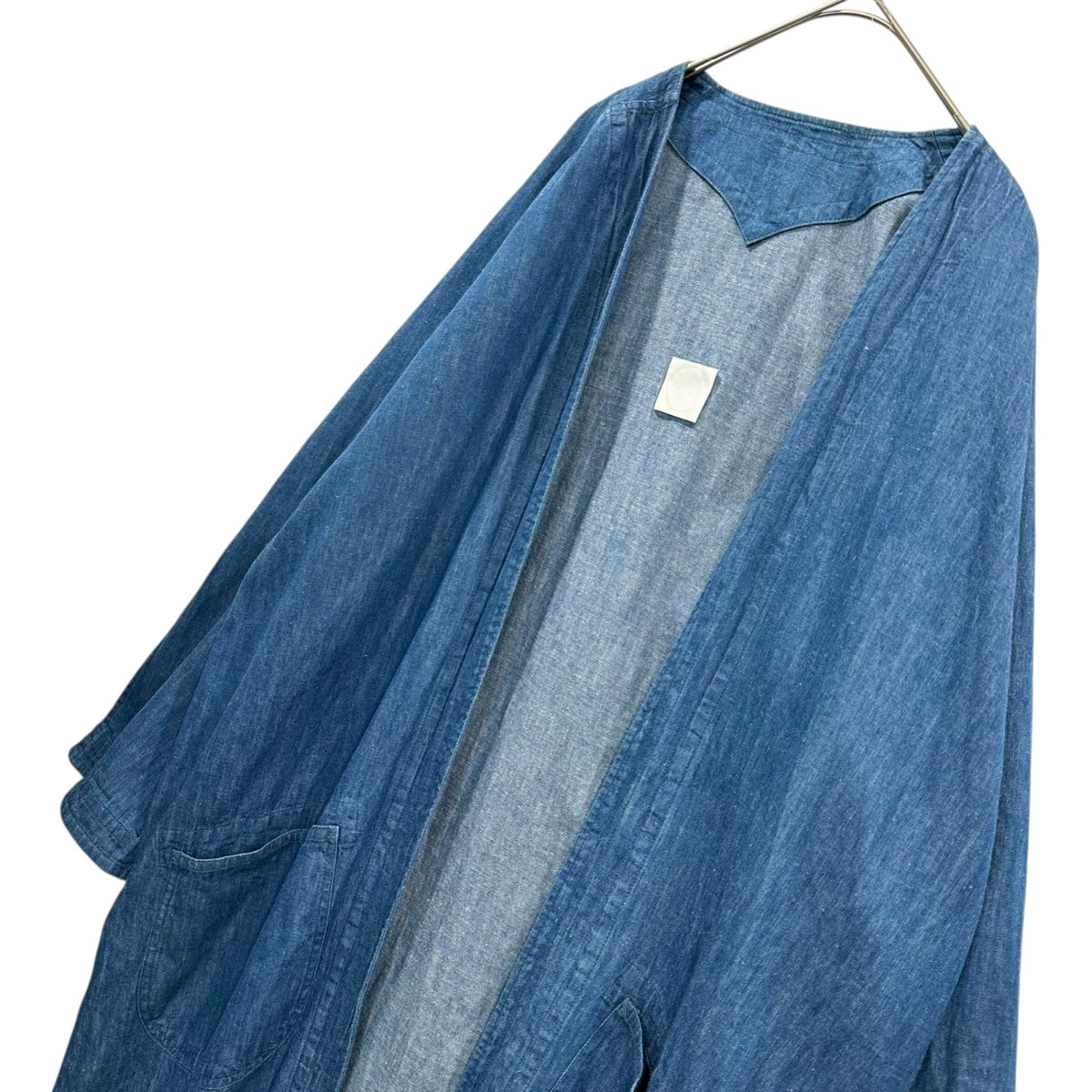 5W(ファイブダブル) 2019SS Gaungi Long - Chambray ガウンギ ロング シャンブレー 19-04-02 2 ライトインディゴ 羽織 ノーカラー コート