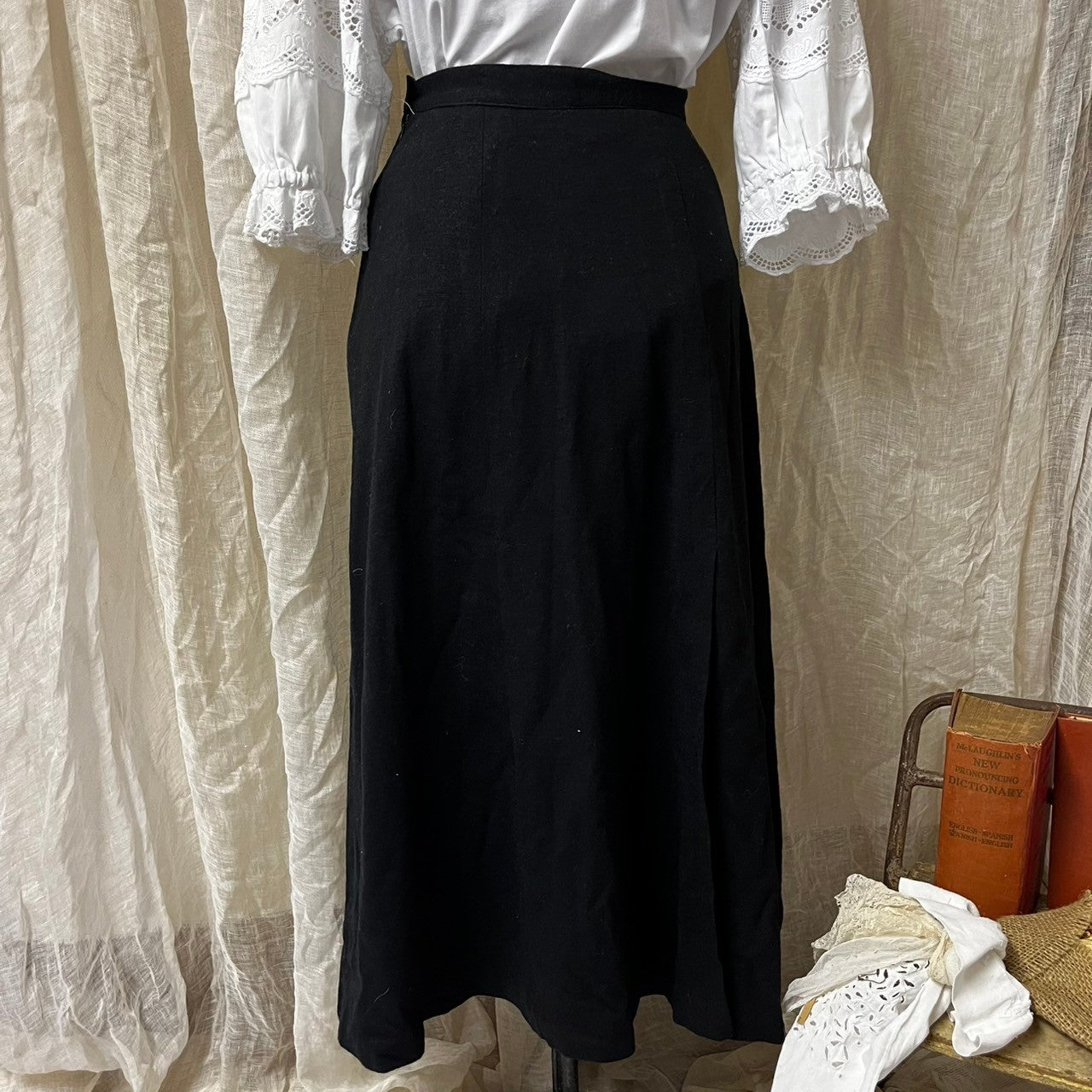 Euro Vintage(ヨーロッパヴィンテージ) Peek_60's~ slit flare wool skirt/スリットフレアウールスカート 38(Mサイズ程度) ブラック