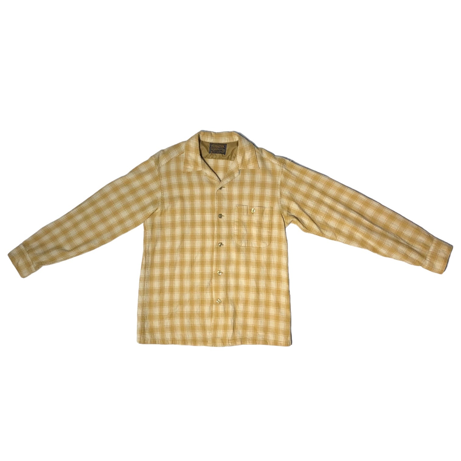 PENDLETON(ペンドルトン) 60's ~ 70's open collar wool check shirt オープンカラー ウール チェック シャツ M ベージュ×アイボリー 60年代後半~70年代前半 ヴィンテージ 開襟 オンブレ SIR PENDLETON