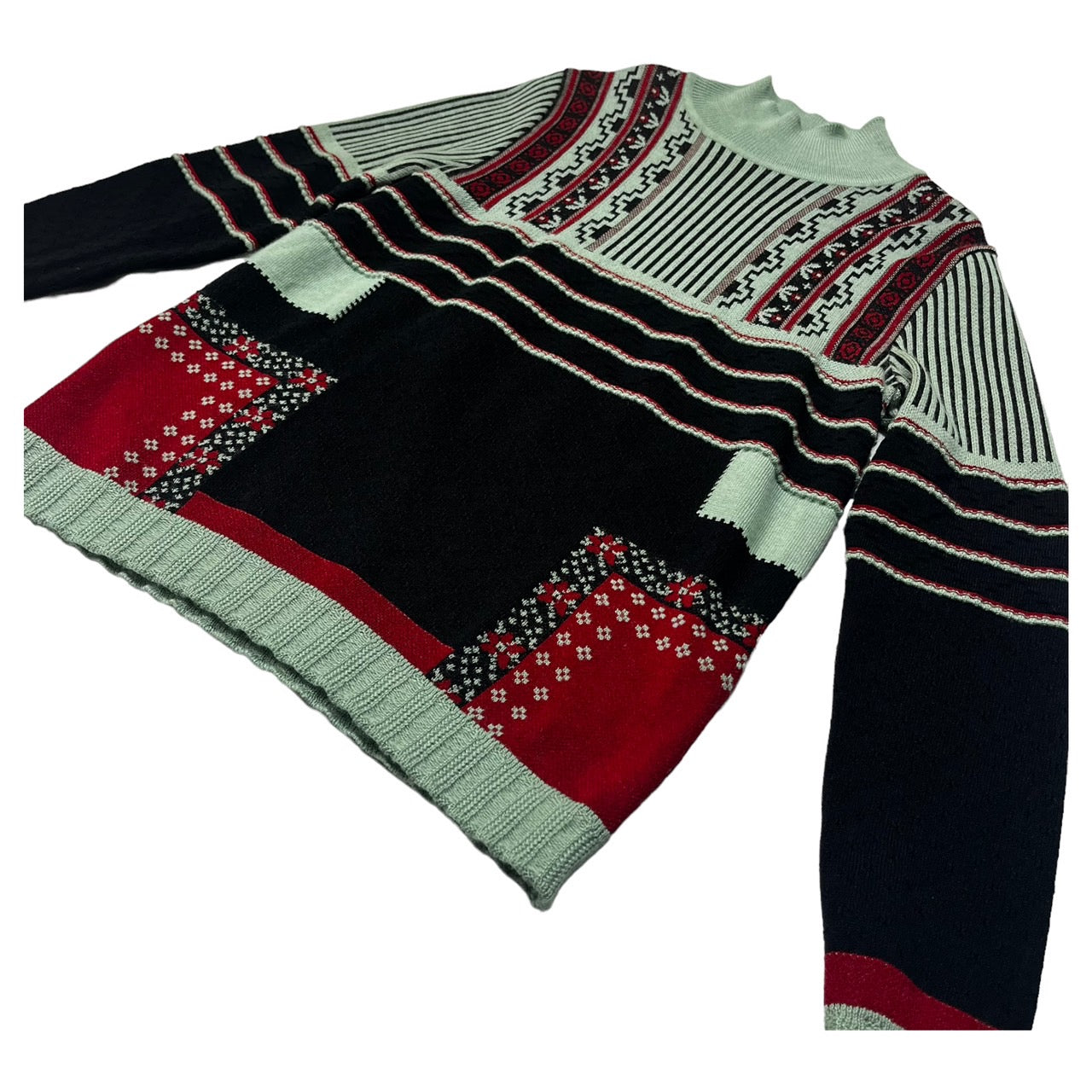 mame kurogouchi(マメ)クロゴウチ) 18AW PEDICEL JACQUARD PULLOVER フラワー ジャガード モックネック ニット MM18AW-KN041 1(S程度) グリーン