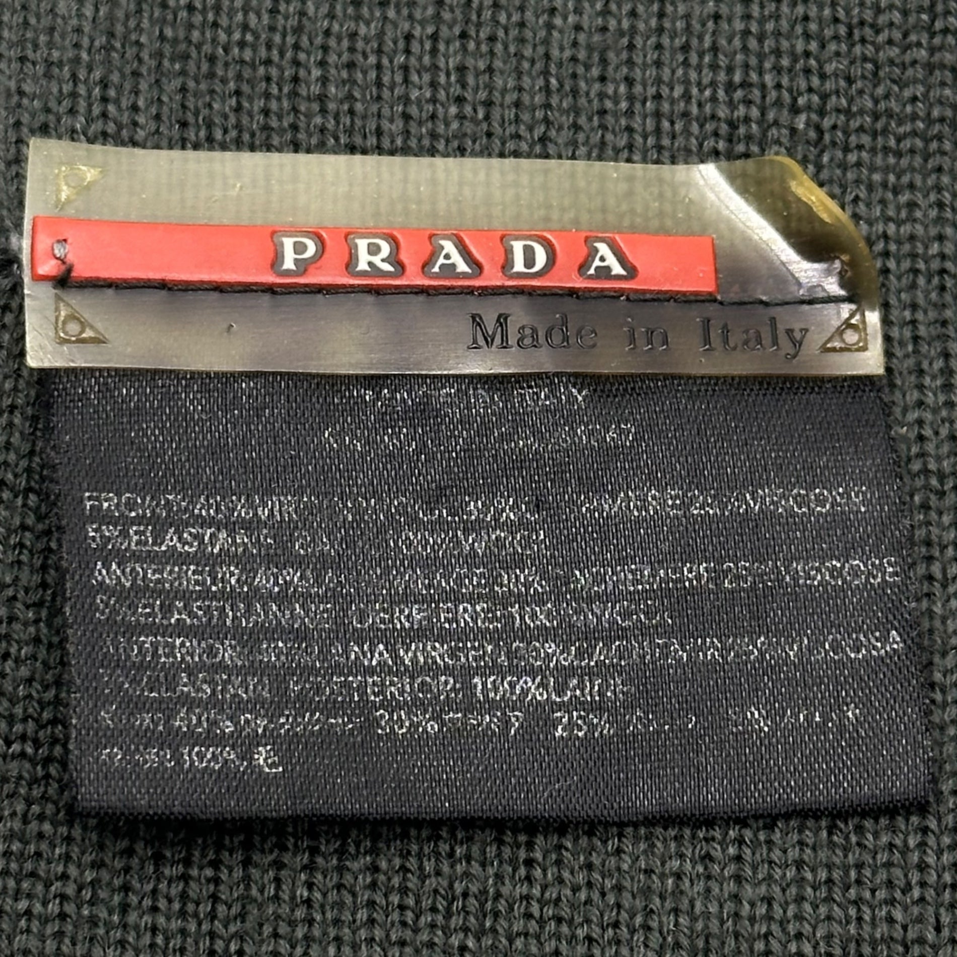 PRADA SPORT(プラダスポーツ) Old Line muffler オールド ライン マフラー ブラック×グレー×ホワイト