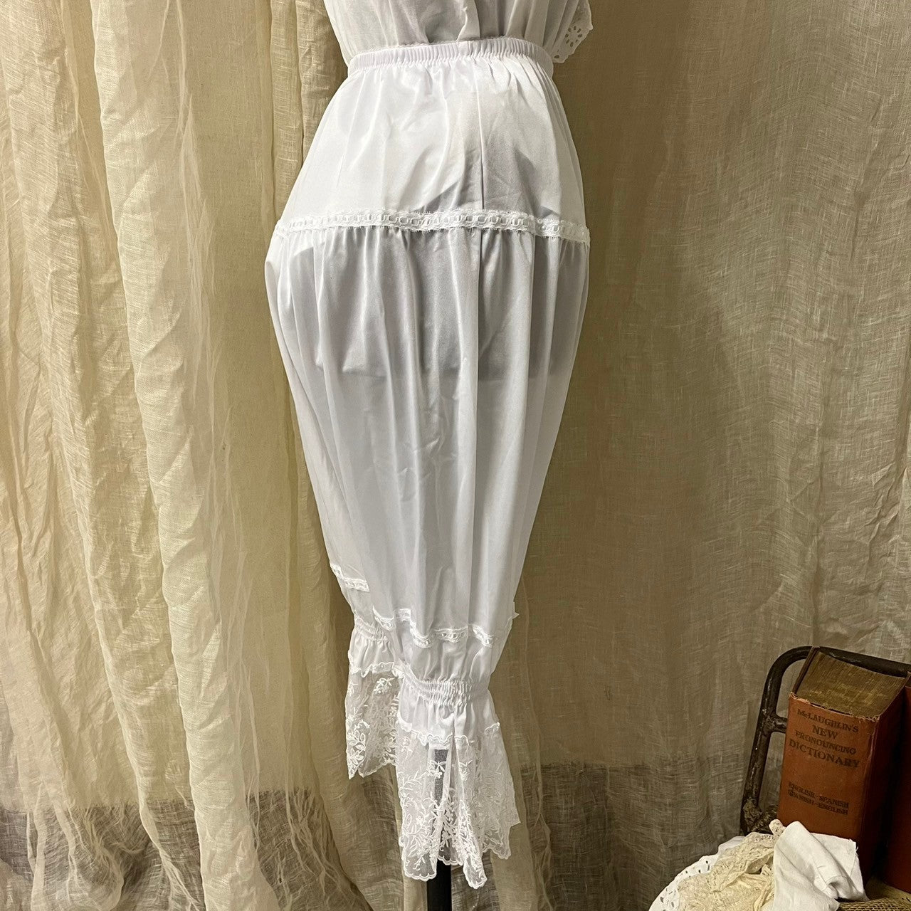 VINTAGE(ヴィンテージ) white drawers pants with lace レース付きドロワーズパンツ Mサイズ ホワイト