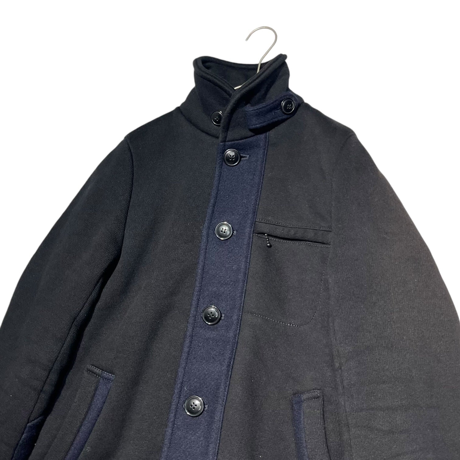 BLUE BLUE(ブルーブルー) 裏フリース ウール 切替 コットン ジャケット 700041-405 1(Sサイズ程度) ネイビー×ブラック ブルゾン