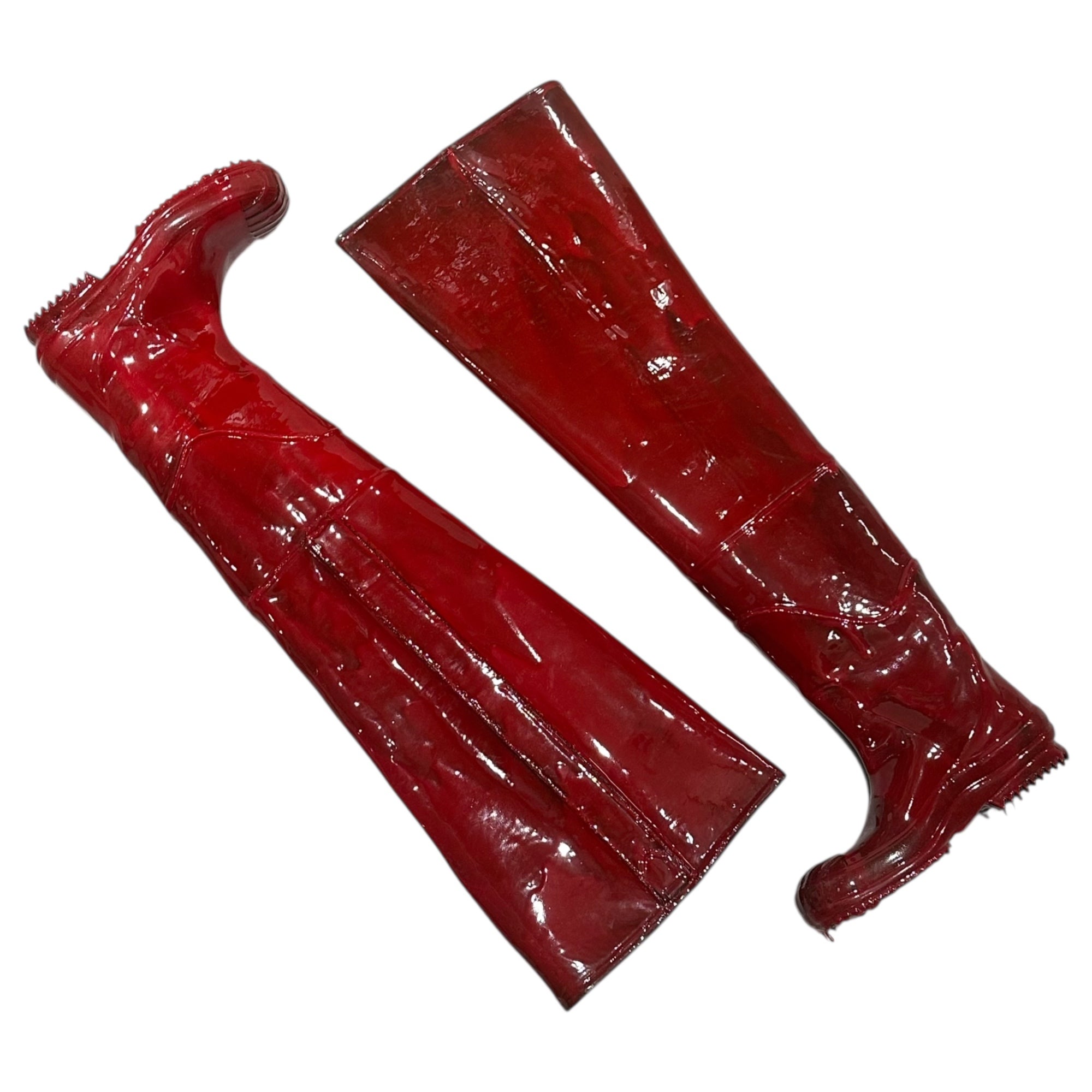 MAISON MARGIELA(メゾンマルジェラ) 22SS Rubber Thigh-High ペンキ加工 ラバー ニーハイ ロング ブーツ S97WW0058 39(24.5cm程度) レッド レイン