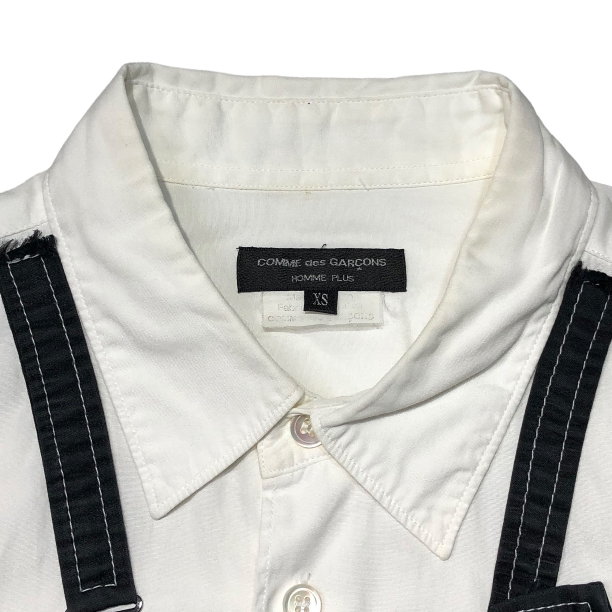 COMME des GARCONS HOMME PLUS(コムデギャルソンオムプリュス) 10SS Bow tie design double pocket dress shirt 蝶ネクタイデザイン ダブルポケット ドレス シャツ PE-B005 XS ホワイト AD2009