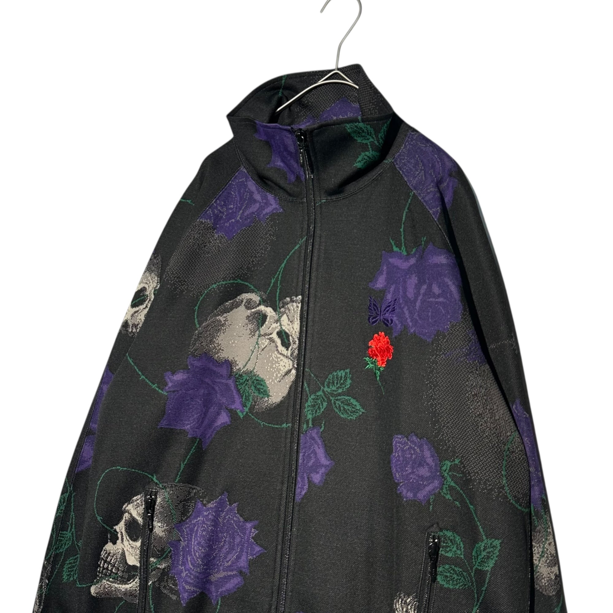 WILD SIDE YOHJI YAMAMOTO × NEEDLES(ワイルドサイド ヨウジヤマモト × ニードルズ) Skull Rose Track Jacket スカルローズ トラック ジャケット MR1038 L ブラック×パープル