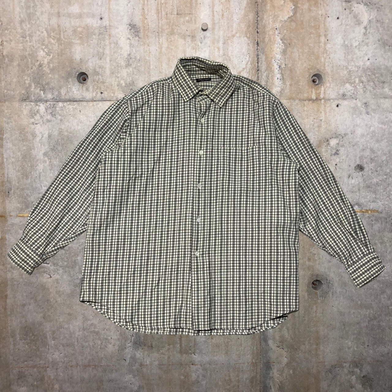 COMME des GARCONS HOMME PLUS(コムデギャルソンオムプリュス) 80's wide silhouette wool check shirt/ワイドシルエットウールチェックシャツ/80年代/ヴィンテージ PB-050010 SIZE FREE ホワイト×ブラック 本人期