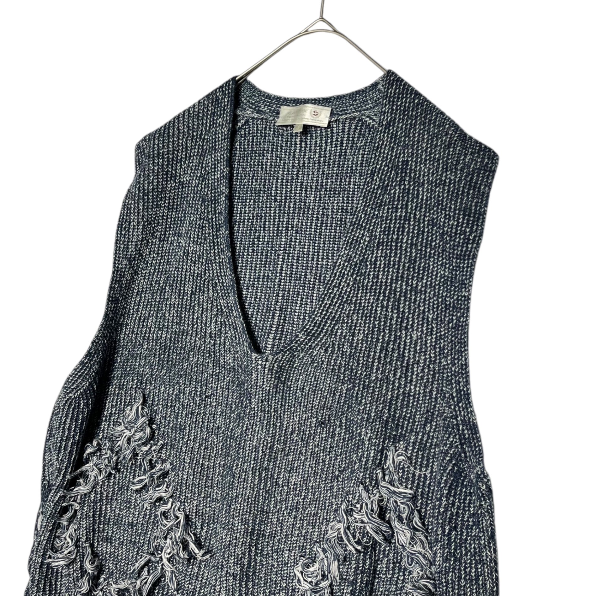 A(LeFRUDE)E(アルフレード) 17SS linen fringe knit vest リネン フリンジ ニット ベスト 17SS-NT01 FREE ネイビー