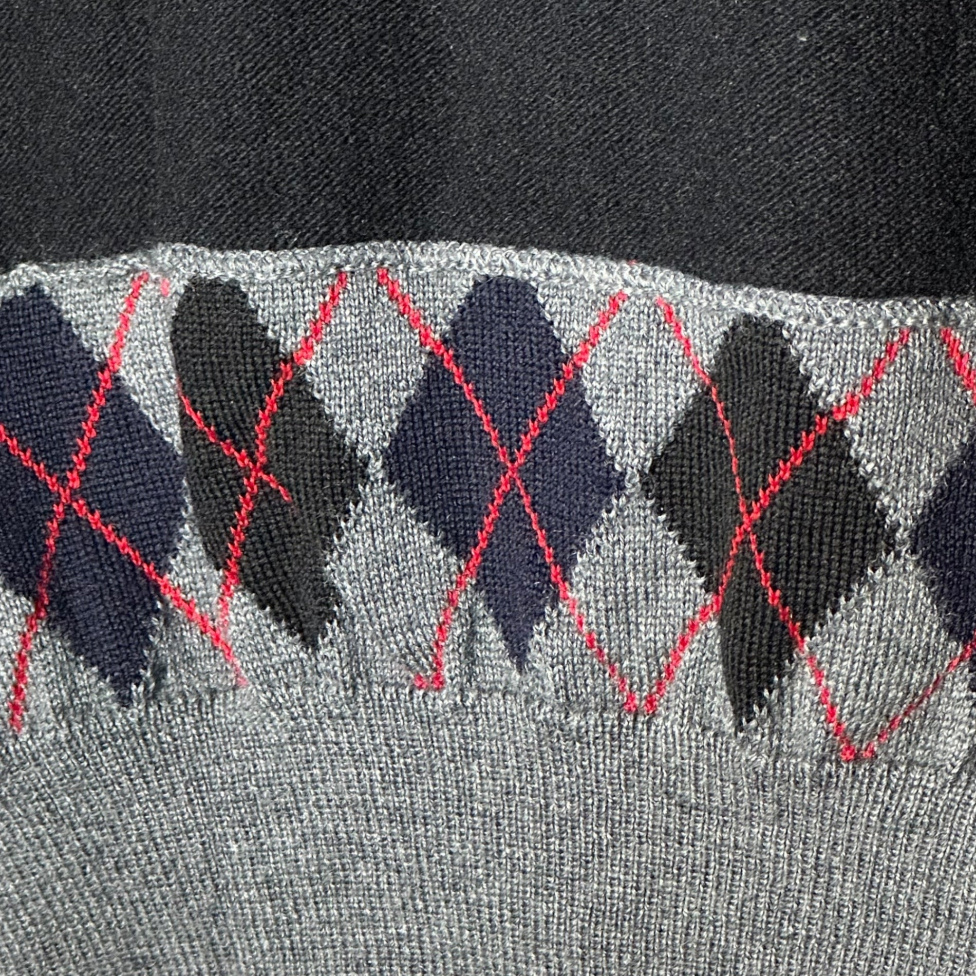 COMME des GARCONS COMME des GARCONS(コムデギャルソンコムデギャルソン) Argyle Pattern Color-Block Wool Crew Neck Cardigan アーガイル柄 切替 ウール クルーネック カーディガン W12N008 M ブラック×グレー イタリア製