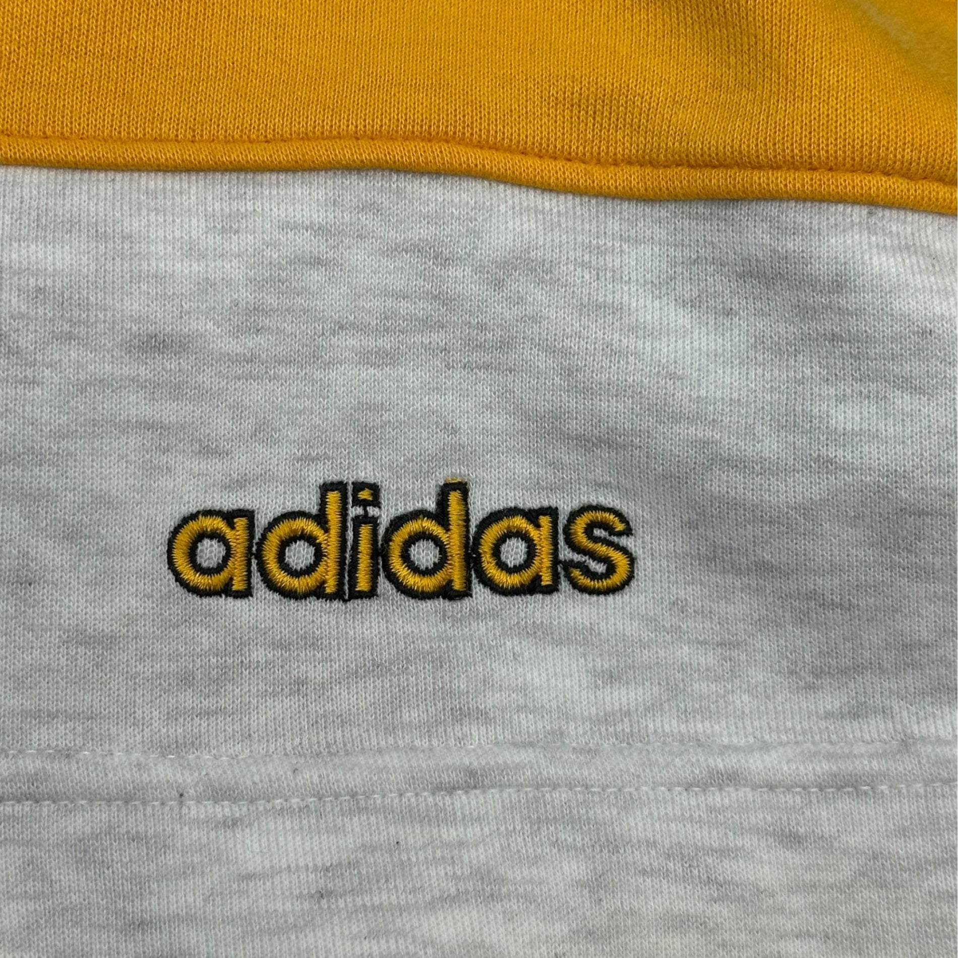 adidas(アディダス) 90’s Trefoil Logo Hoodie トレフォイル ロゴ フーディ AA-5213 M-L グレー×イエロー パーカー 90年代 ヴィンテージ 古着 デサント製