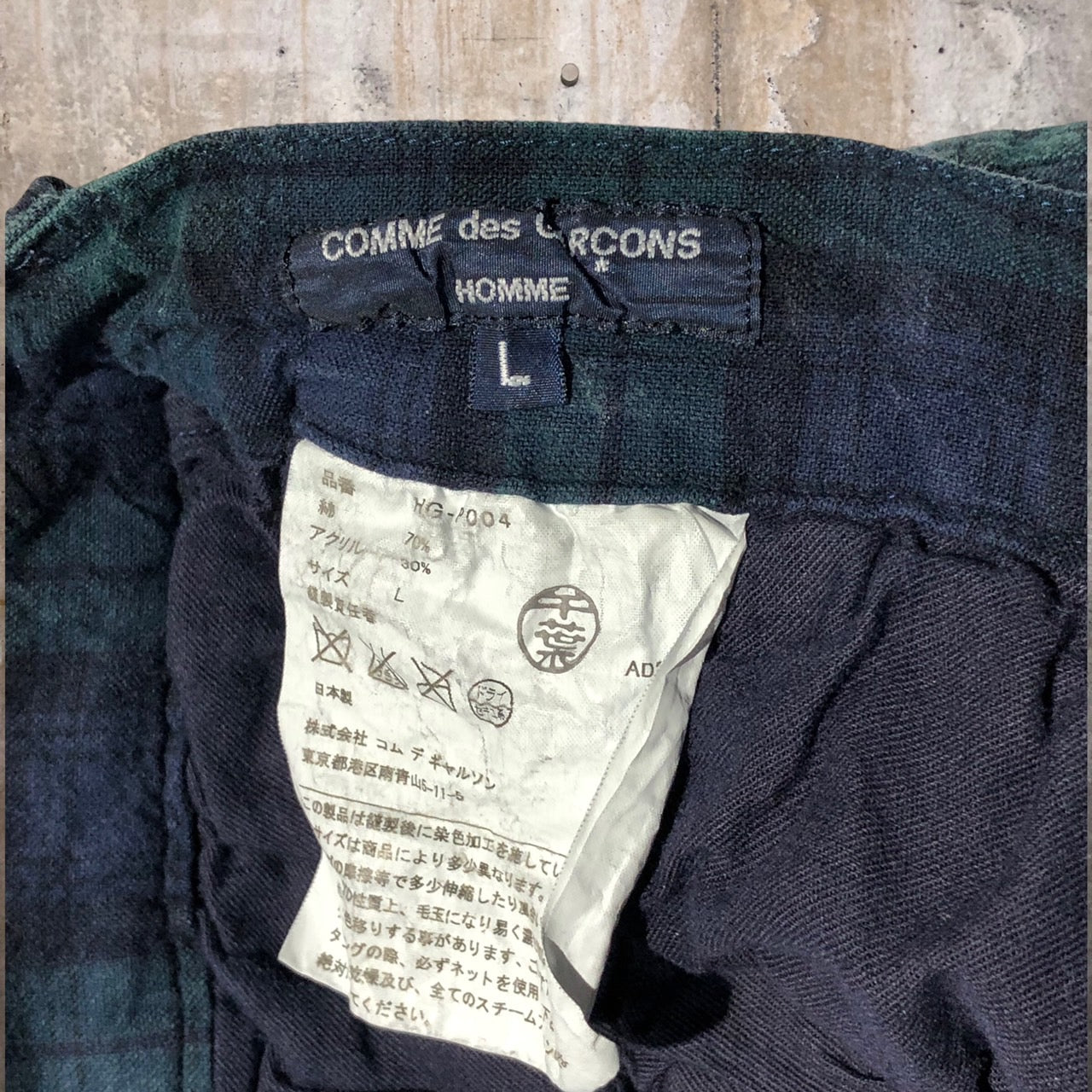 COMME des GARCONS HOMME(コムデギャルソンオム) 11SSチェックパンツ HG-P004 L ネイビー AD2010